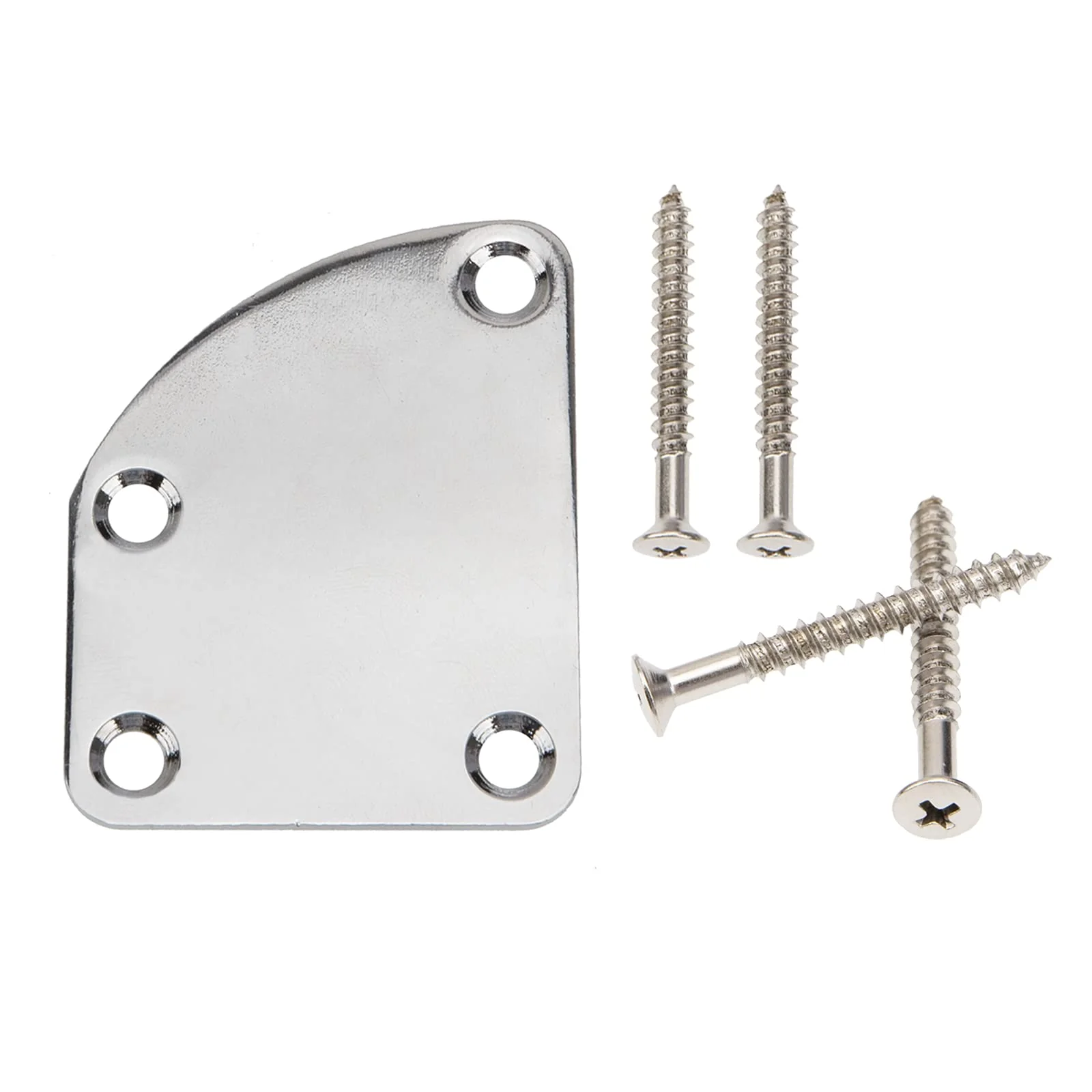 2Pcs Yootones Electric Guitar Neck Plate Curved Semi-Round Neck Joint Back Mounting Plate 4 Holes with Screws Compatible with Guitar Bass Parts Replacement (Silver) - Image 4