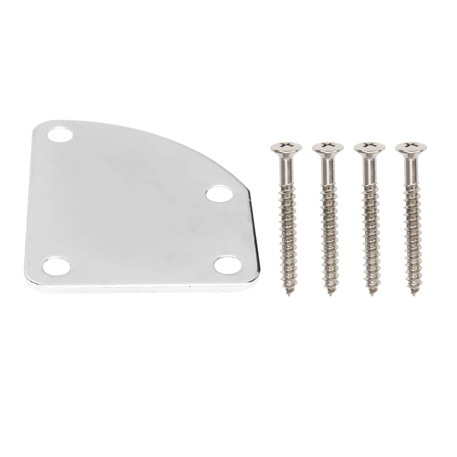 2Pcs Yootones Electric Guitar Neck Plate Curved Semi-Round Neck Joint Back Mounting Plate 4 Holes with Screws Compatible with Guitar Bass Parts Replacement (Silver) - Image 5