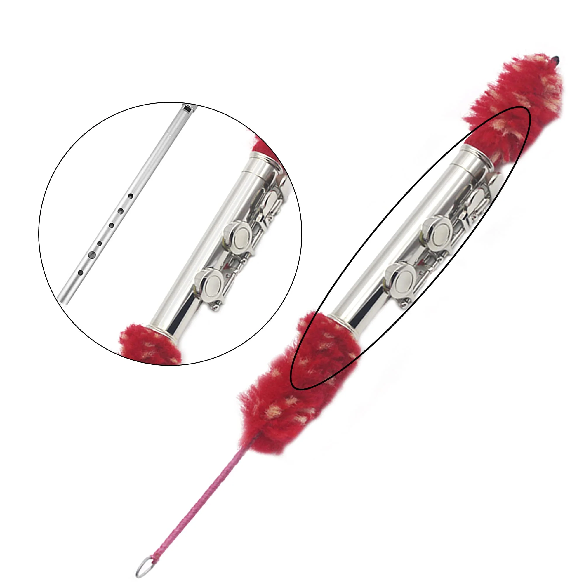 2Pcs Yootones Flutes Cleaning Brush, Practical Nylon Flute Cleaning Brush Flute Cleaning Swab Brush Compatible with Woodwind Flute Parts (Red) - Image 3