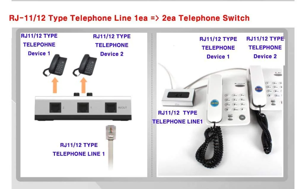 2PORT RJ11 RJ12 Manual Sharing Telephone Switch Box Phone selector - Image 4