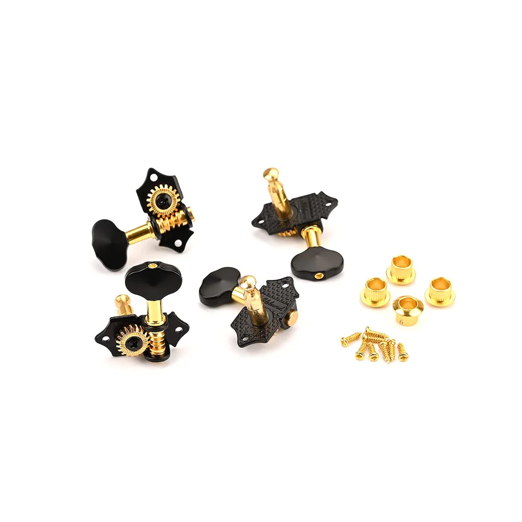 2R2L Black-Plated Tuning Peg Machine Head Tuners For 4 String Ukulele Guitar Bass-Gear Ratio 1:19 (GC501B) GC501B - Image 4
