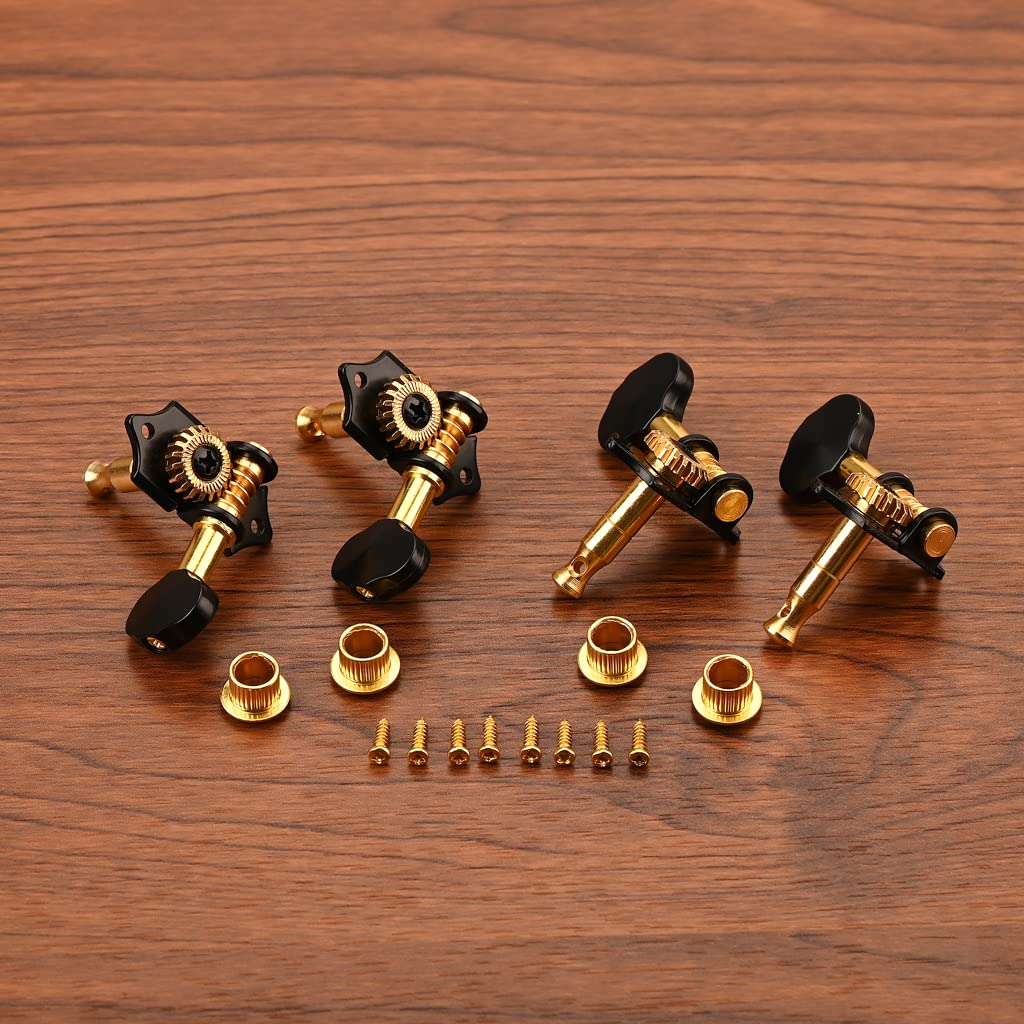 2R2L Black-Plated Tuning Peg Machine Head Tuners For 4 String Ukulele Guitar Bass-Gear Ratio 1:19 (GC501B) GC501B - Image 6