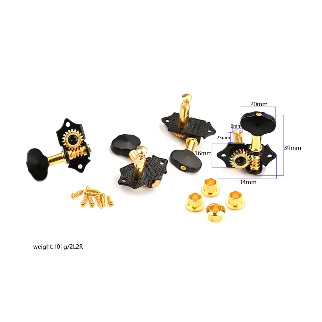 2R2L Black-Plated Tuning Peg Machine Head Tuners For 4 String Ukulele Guitar Bass-Gear Ratio 1:19 (GC501B) GC501B - Image 7