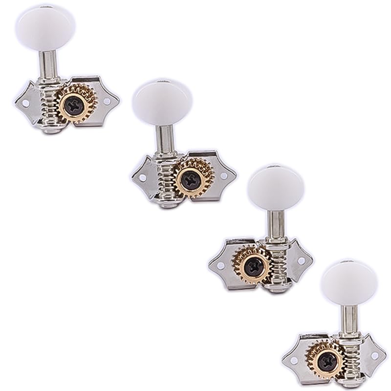 2R2L White-Plated Guitar Tuning Peg Machine Head Tuners For 4 String Ukulele Guitar Bass-Gear Ratio 1:19 Bass Tuning Key Pegs Machine Head Replacement(GC510) GC510 - Image 6