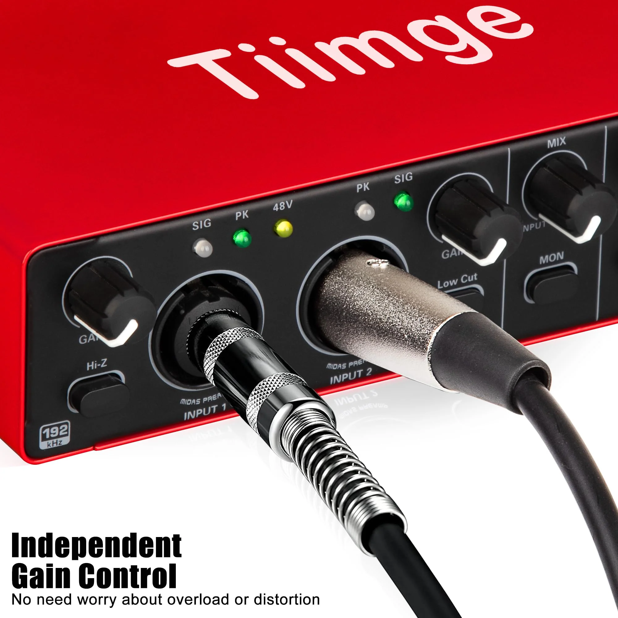 2x2 USB Audio Interface for PC, with 48V Phantom Power, 24Bit/192kHz High-Fidelity, Mic Preamplifier XLR/TSR/TS Ports, Compatible for Guitarist, Vocalist, Podcaster or Producer - Image 6