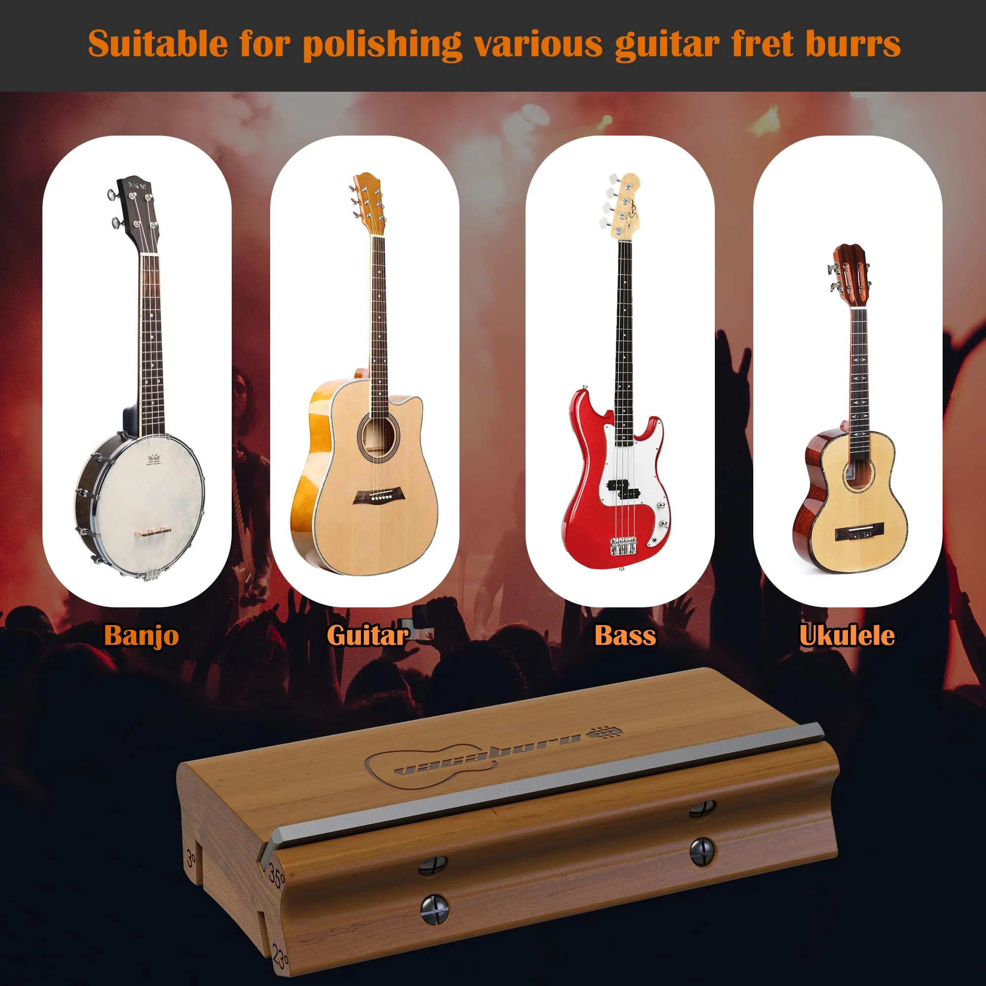 3/23/35 Degree Fret End Beveling File, 3 in 1 fret file - Guitar Bass Fret End Dressing, Guitar Fret Crowning End Bevel File Luthier Tools for Rounding, Shaping and Deburring Frets Sprouts - Image 6