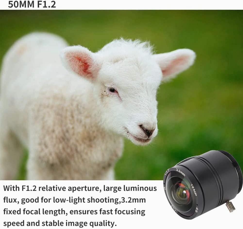 3.2mm 12MP F1.2 HD CCTV Lens, 3.2mm 12MP F1.2 Professional CS Mount Security Surveillance Camera Fixed Length Lens for CCTV Camera Lens - Image 3