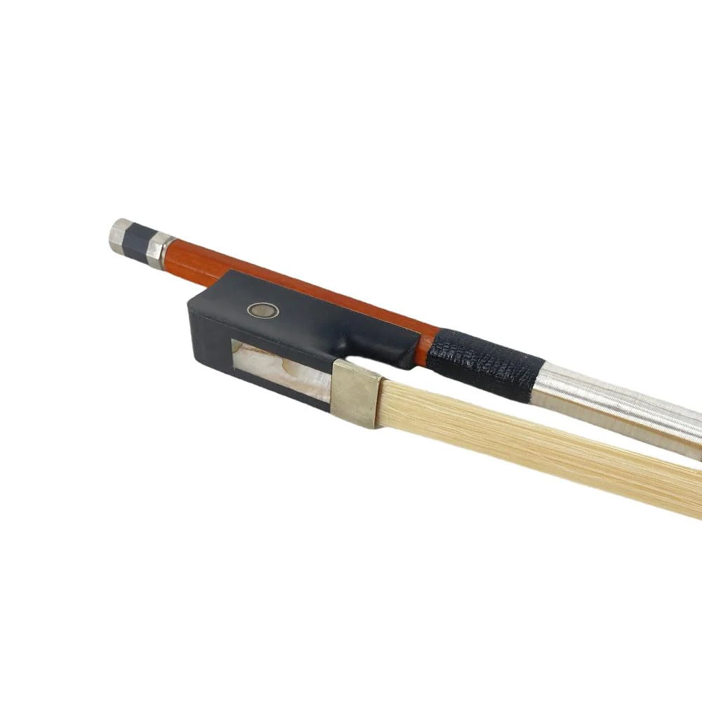 3/4 size Double bass bow Brazilwood Ebony Frog Natural Mongolian HorseHair Well Balance (French Style) French Style Pearl Eye Inlay - Image 3