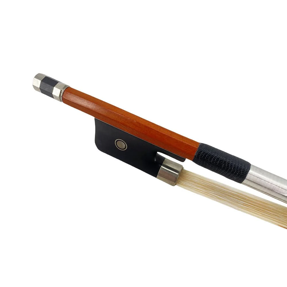 3/4 size Double bass bow Brazilwood Ebony Frog Natural Mongolian HorseHair Well Balance (French Style) French Style Pearl Eye Inlay - Image 5