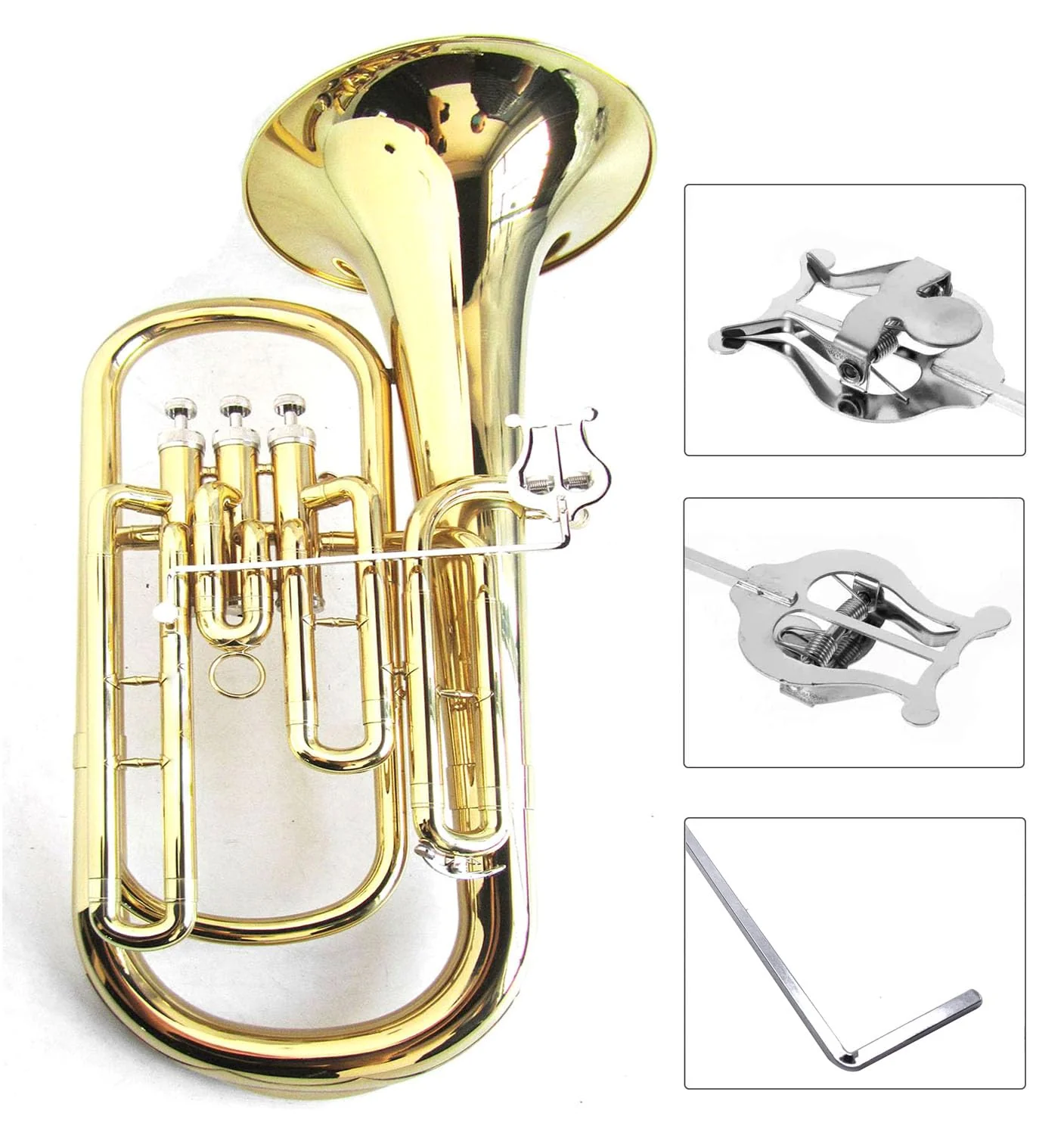 3/4 Vertical Keys Euphonium Marching Clamp-on Lyre Metal Plating Sheet Music Clip 11Inch Length - Image 5