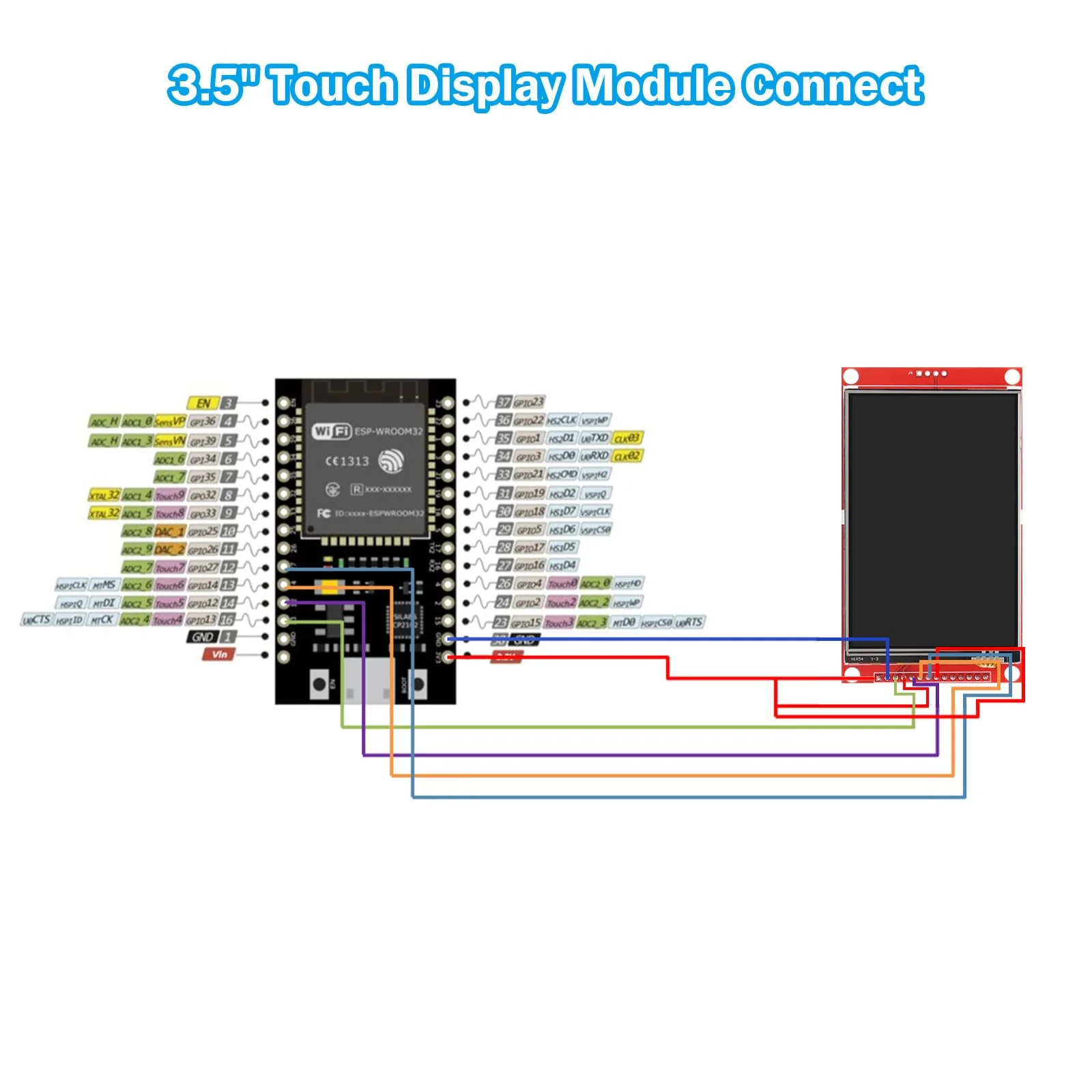 3.5 Inch LCD TFT Touch Display Binghe 3.5 Inch LCD Display Touch Module with Touch Pen 320 x 480 Resolution Driver ILI9488 4-Wire SPI Compatible with Arduino - Image 2