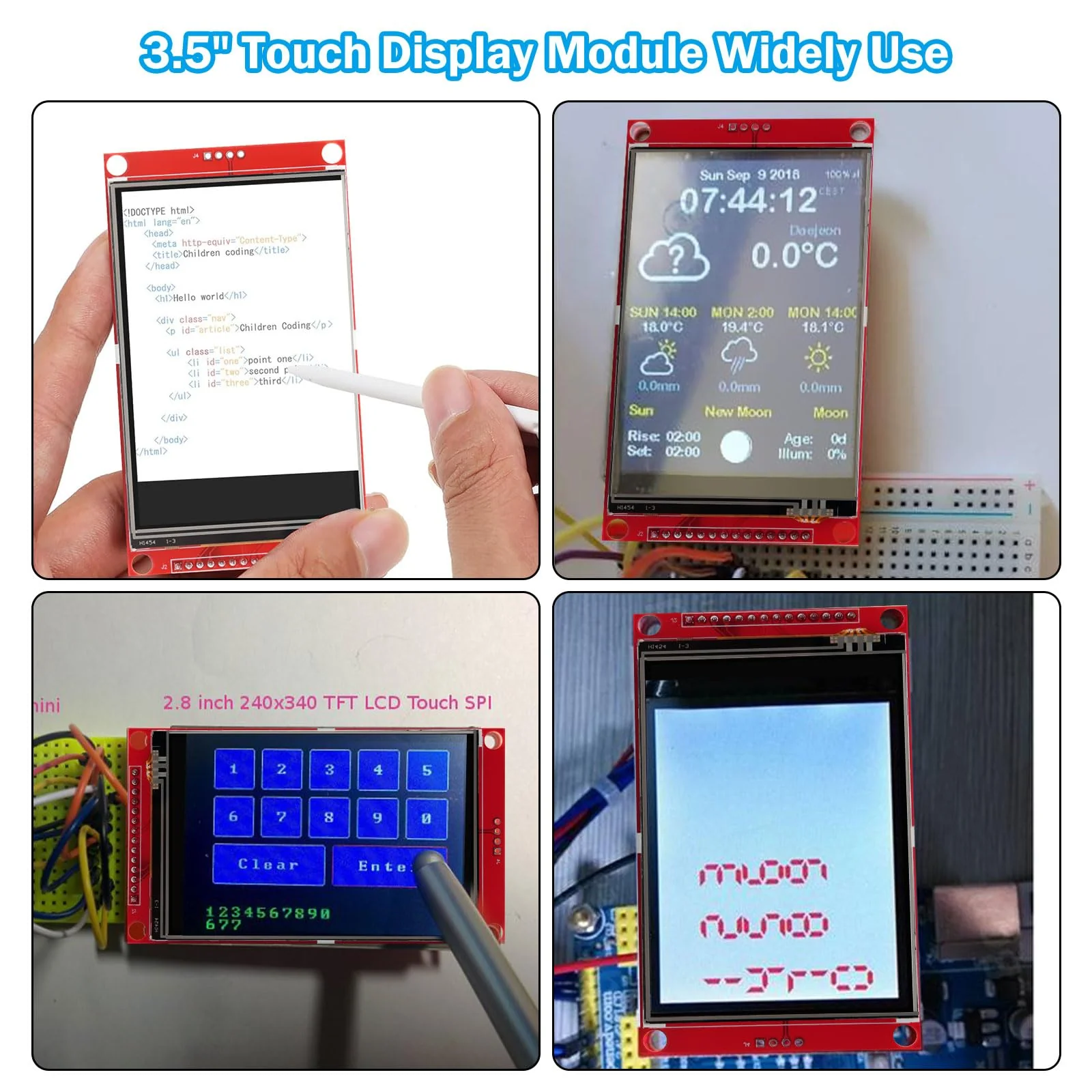 3.5 Inch LCD TFT Touch Display Binghe 3.5 Inch LCD Display Touch Module with Touch Pen 320 x 480 Resolution Driver ILI9488 4-Wire SPI Compatible with Arduino - Image 3