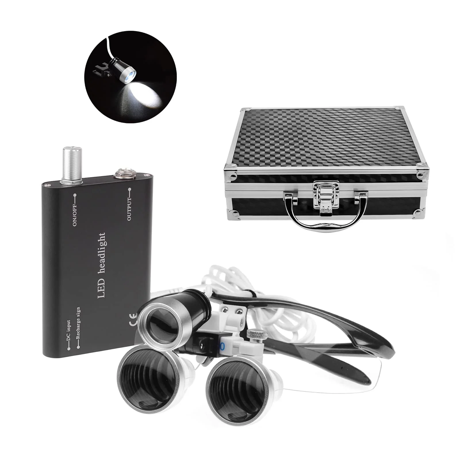 3.5 x 420mm Black Magnifying Glass with 3W LED Headlight for Surgical Lab Applications - Image 3