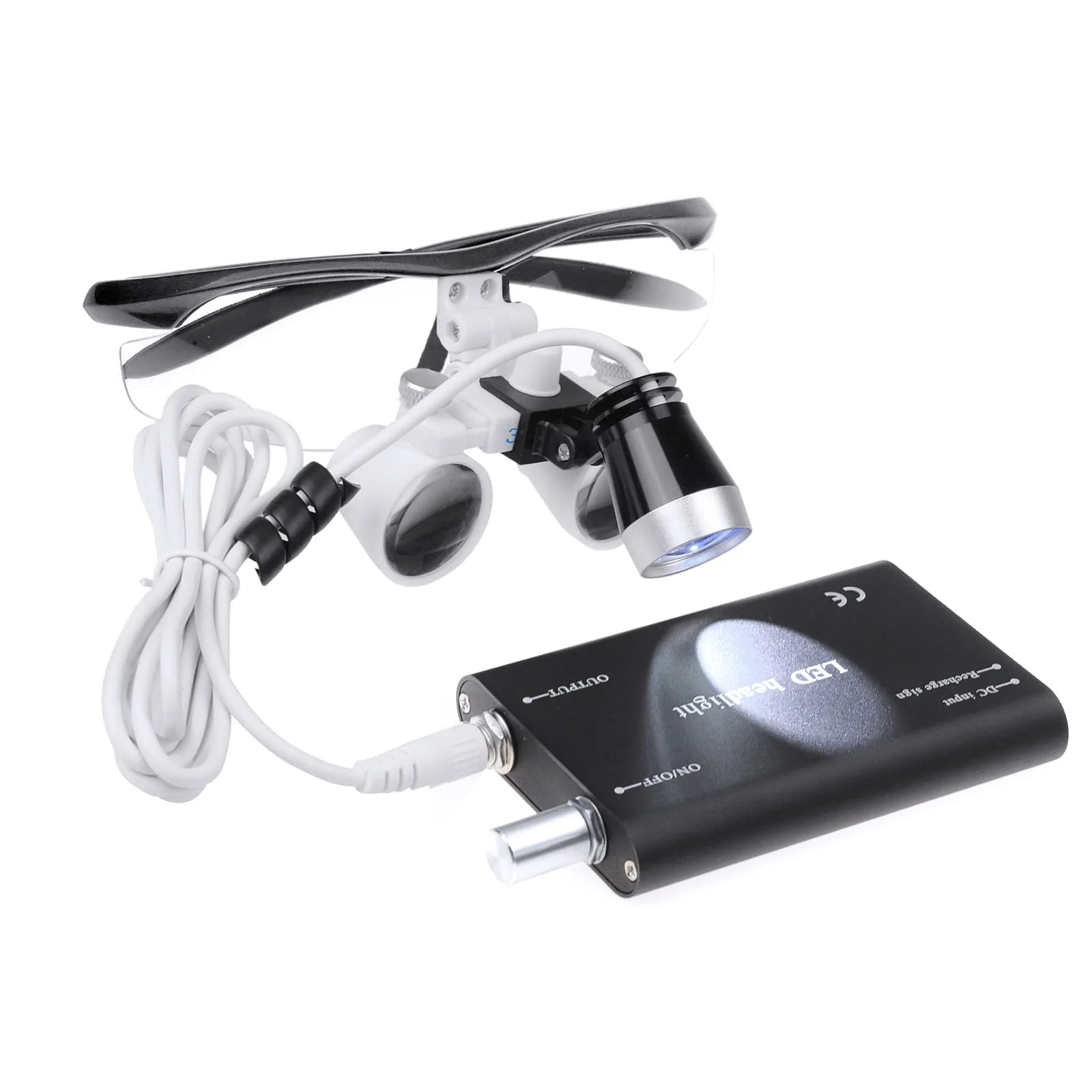 3.5 x 420mm Black Magnifying Glass with 3W LED Headlight for Surgical Lab Applications - Image 5