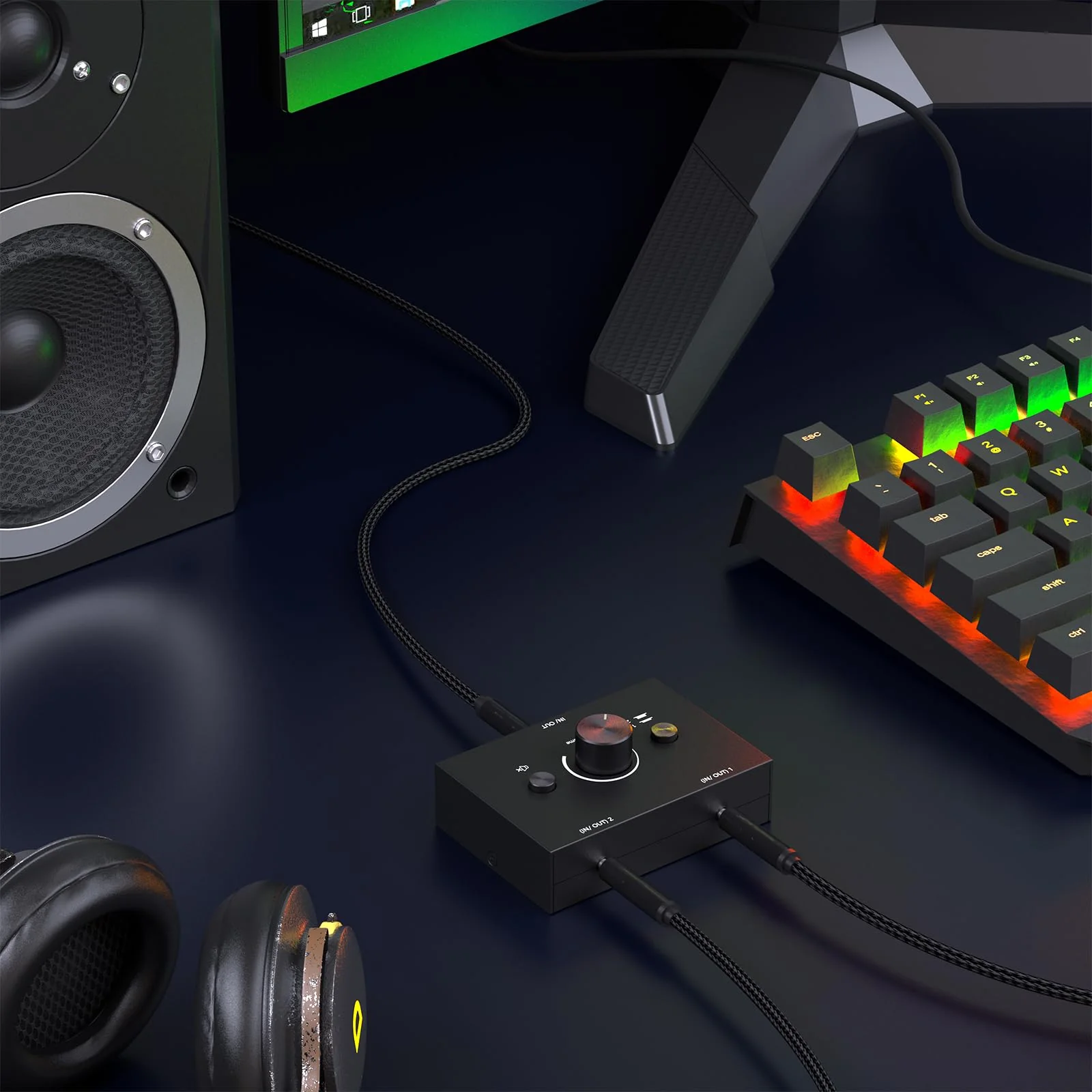 3.5mm Stereo Audio Switch Audio Switcher Passive Speaker Headphone Manual Selector Splitter Box Audio Sharing 3.5mm Switch 2 Port Black - Image 6