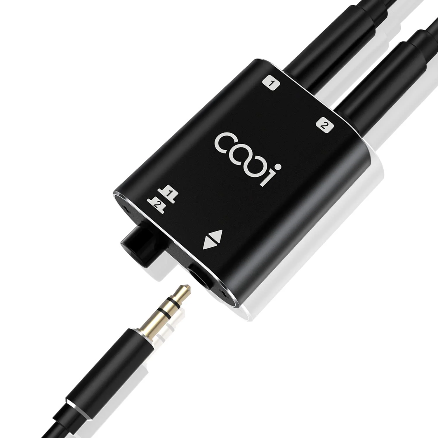 3.5mm Stereo Audio Switcher(1 in 2 Out /2 in 1 Out) with 3.5mm Audio Cable, 2 Ports AUX Audio Speaker Selector for PC Phone Laptop Headphone