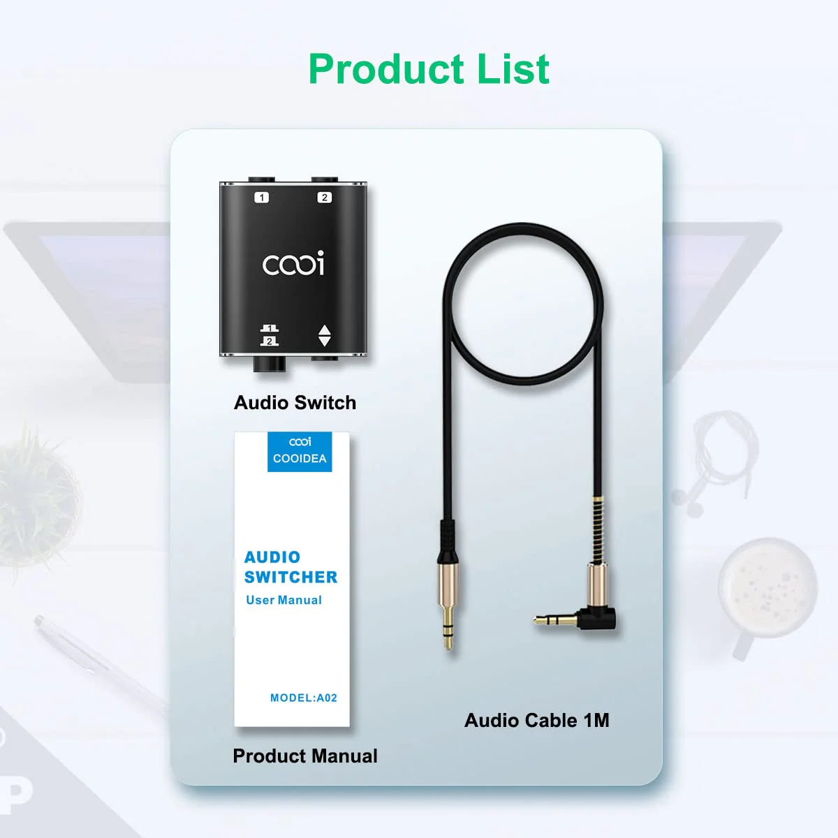 3.5mm Stereo Audio Switcher(1 in 2 Out /2 in 1 Out) with 3.5mm Audio Cable, 2 Ports AUX Audio Speaker Selector for PC Phone Laptop Headphone - Image 7