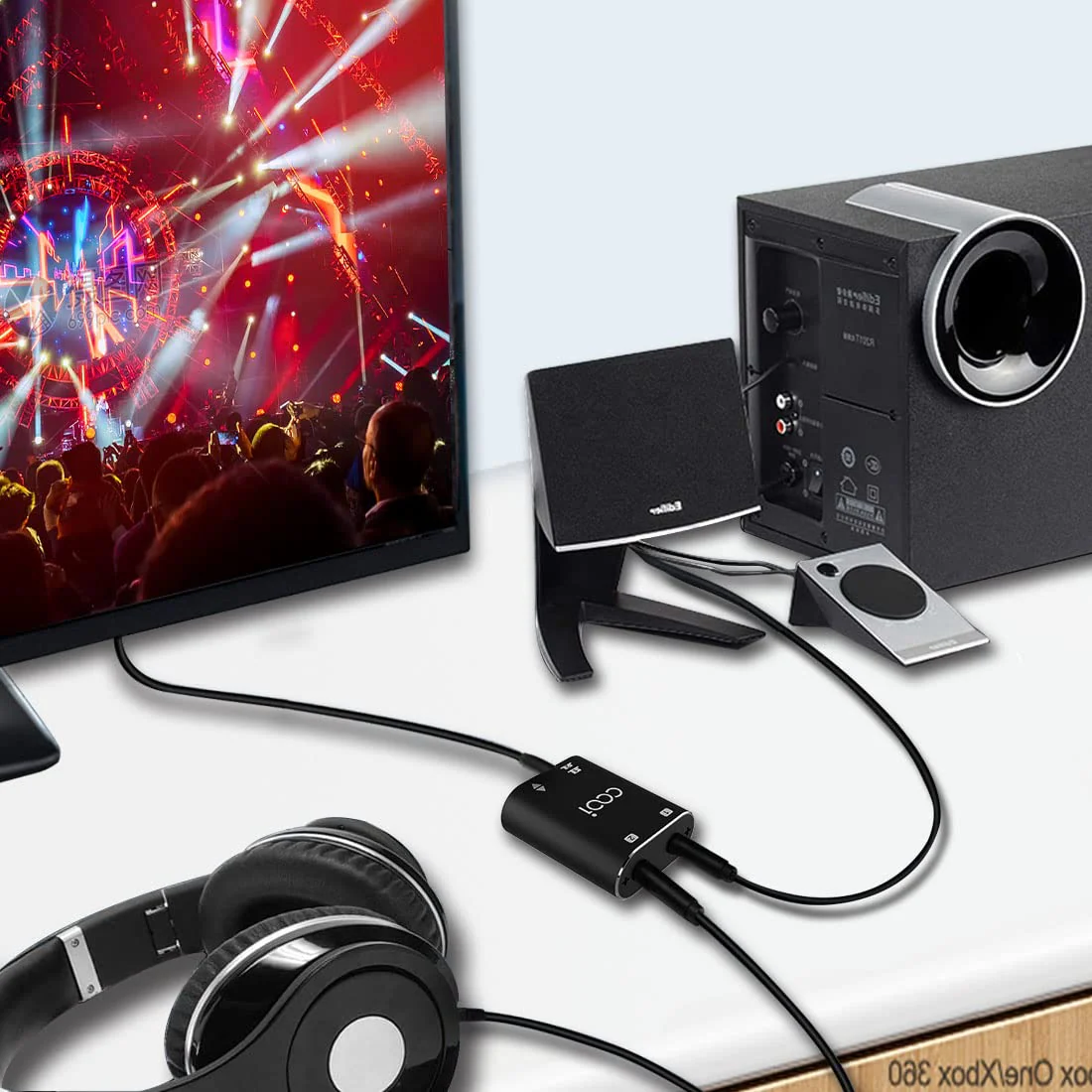 3.5mm Stereo Audio Switcher(1 in 2 Out /2 in 1 Out) with 3.5mm Audio Cable, 2 Ports AUX Audio Speaker Selector for PC Phone Laptop Headphone - Image 8