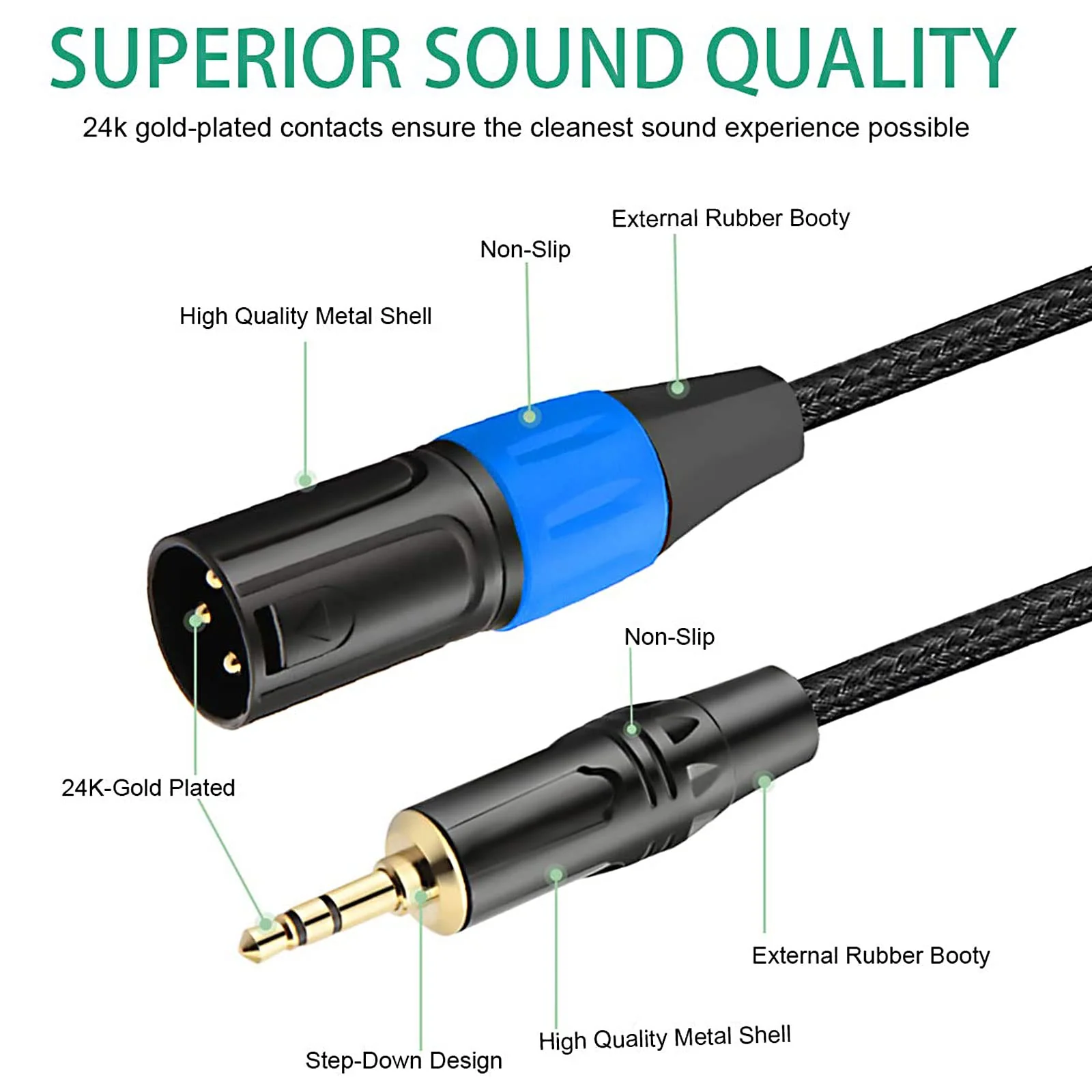 3.5mm to XLR Cable, XLR to 3.5mm Unbalanced Aux Micphone Cbale, 1/8 inch Mini Jack Stereo to XLR Male Cord Adapter for Cell Phone, Laptop, Speaker, Mixer - 3.3ft 3.3 feet - Image 4
