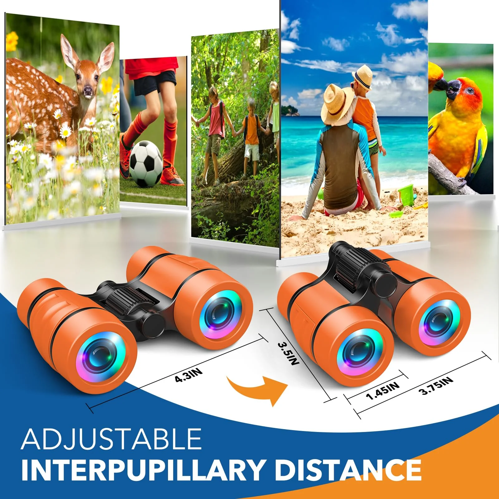 3-8 Year Old Boy Girl Toys: LET'S GO! Shockproof Binoculars for Kids Bird Watching 3 4 5 6 7 Year Old Boys Girls Outdoor Travel Toy for Kid Ages 4-7 Toddler Toy Binoculars Orange - Image 6