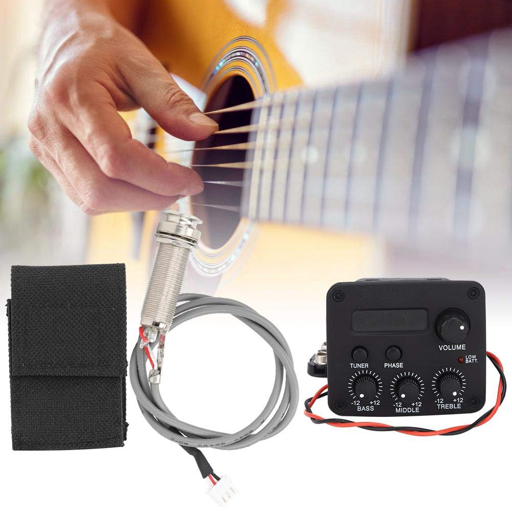 3 Band EQ Pre-Amp Equalizer Pickup,Guitar EQ Equalizer Piezo Pickup System with LCD Screen Display for Guitar Accessory - Image 5