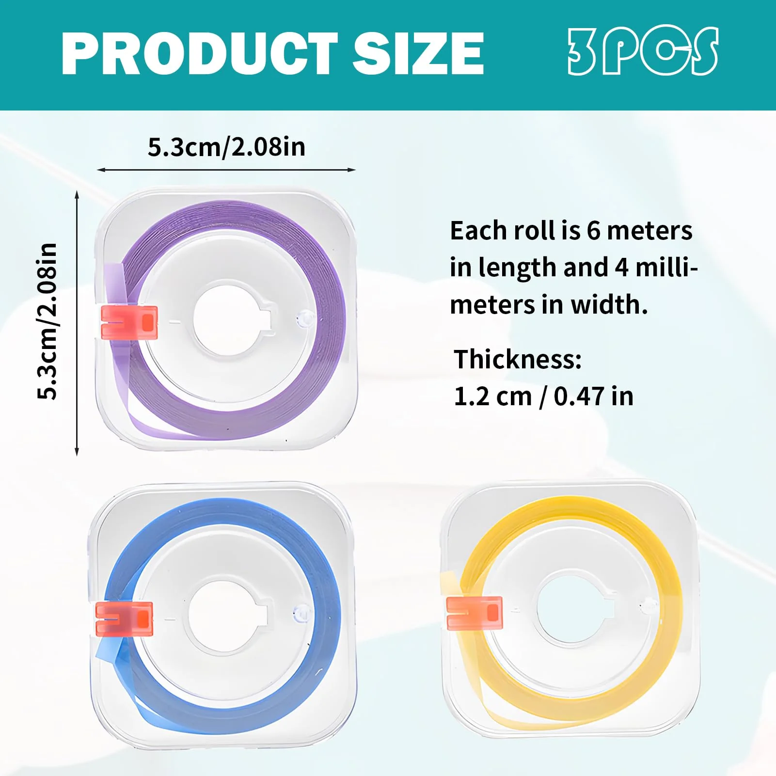 3 Bands, Tooth Sandpaper, Interdental Sandpaper, Colourful Tooth Sandpaper for Spaces, Tooth Polishing Strips, Dental Polishing Strips, Teeth Polishing for Spaces (4 mm x 6 m) - Image 2