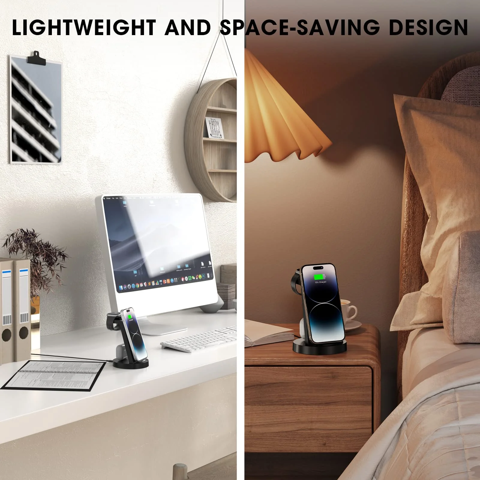 3 in 1 Charging Station for iPhone, Wireless Charger for iPhone 14 13 12 11 X Pro Max & Apple Watch - Charging Stand Dock for AirPods Black - Image 6