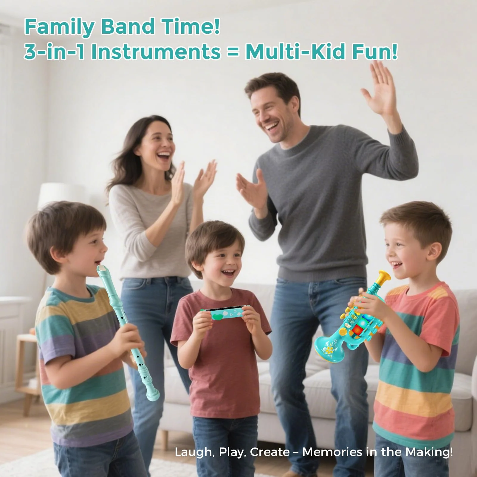3-in-1 Kids Musical Instruments with Storage Bag, Toddler Toys with Plastic Trumpet, Harmonica & Flute Recorder, Educational Music Gifts for Children Ages 3 4 5 6 7,Gifts for Boys Girls 3in1-kids Trumpet-yd-wb001 - Image 6