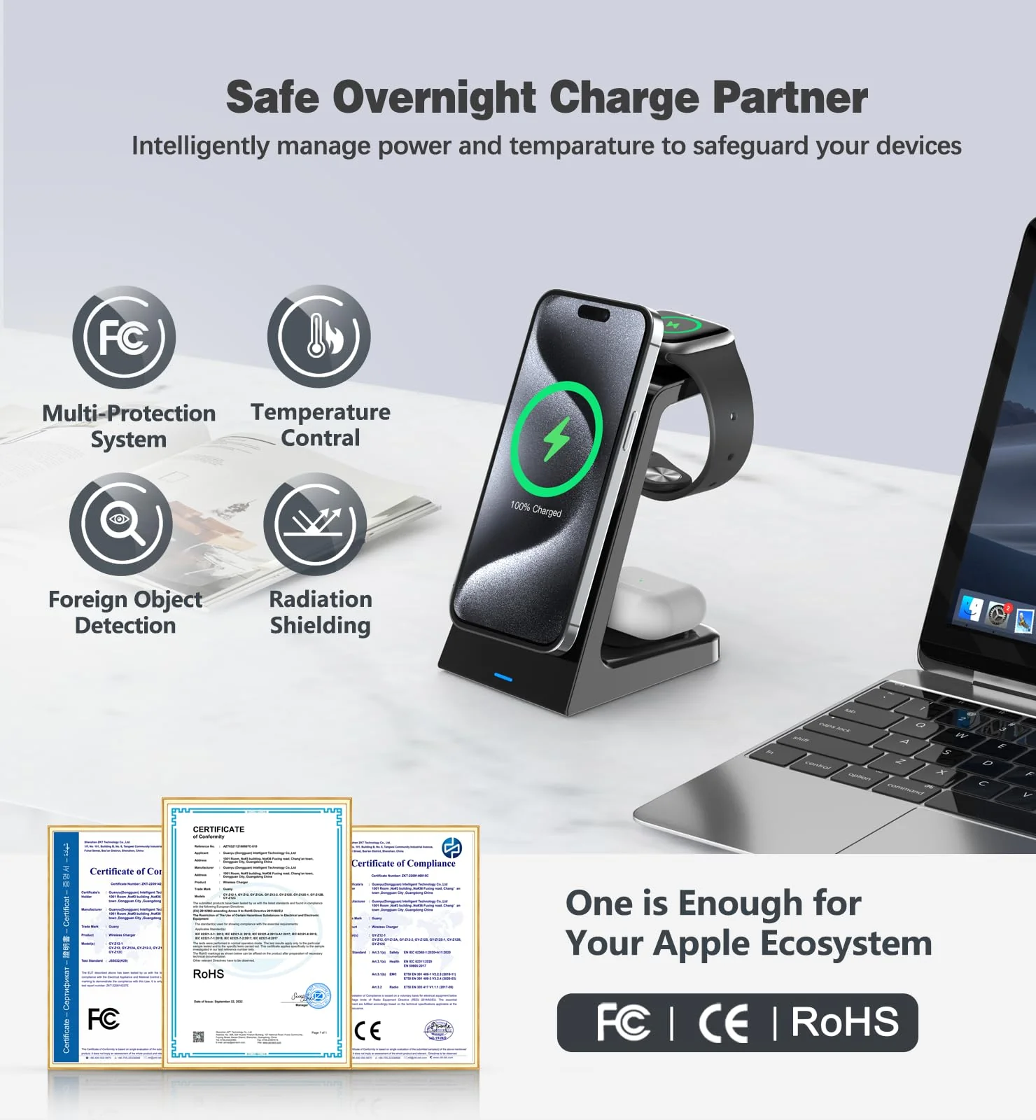 3 in 1 Magnetic Wireless Charging Station Apple 20W Mag-Safe Charger Stand Magnetic Wireless Charger for iPhone 16 15 14 13 12 Pro/Pro Max/Plus/Mini AirPods 2/3/Pro iWatch Ultra/8/7/SE/6/5/4/3/2 - Image 4