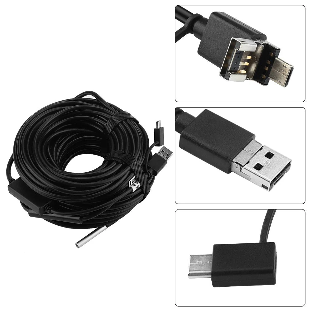 3 in 1 USB Endoscope, Inspection Camera Endoscope, 20 Metres, 5.5 mm, 720p Megapixel, HD IP67 Waterproof Snake Camera, 6 Adjustable LED Light for Pipe Car Inspection for Smartphone - Image 5