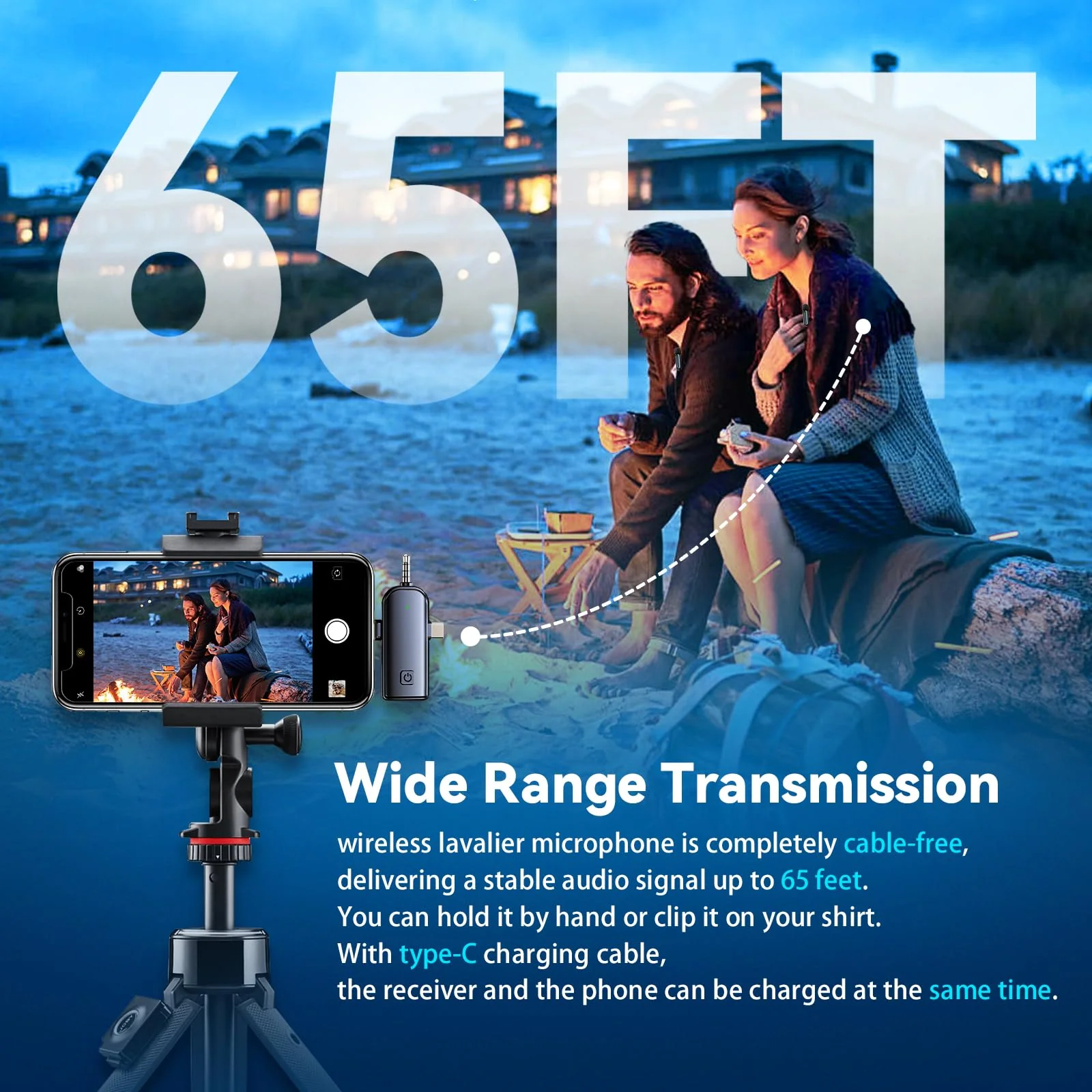 3 in 1 Wireless Lavalier Microphones for iPhone,Android,USB-C,Camera,Built-in Reduction ChipNoise,Plug-Play, 2.4G Ultra-Low Delay Mini Microphone for Interview/tiktok/Vlog/YouTube(3 MIC) 3MIC-3IN-1 - Image 6