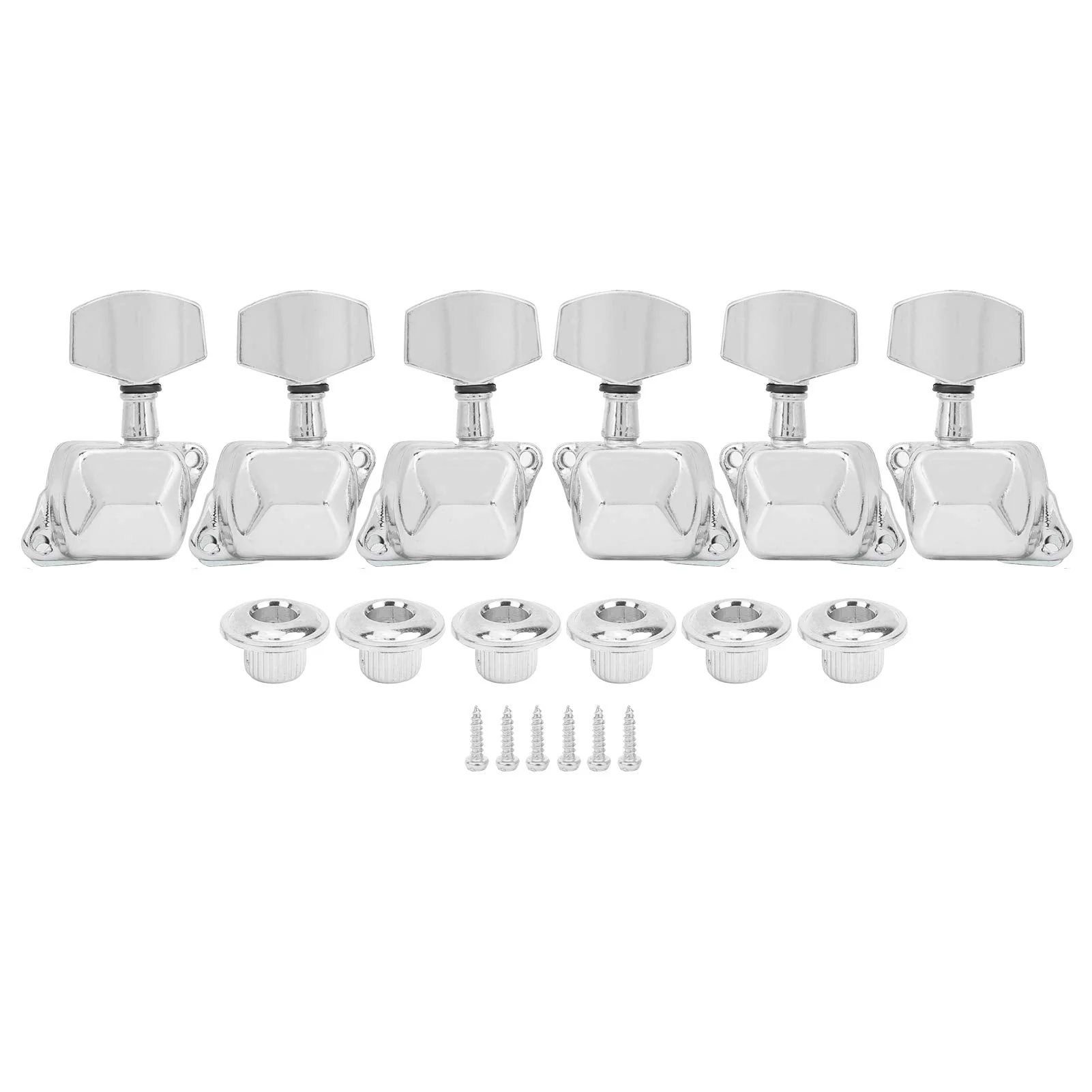 3 Left 3 Right Acoustic Guitar SemiClosed String Tuning Pegs Tuning Keys Machine Heads for Acoustic Guitar(Silver) Silver - Image 2
