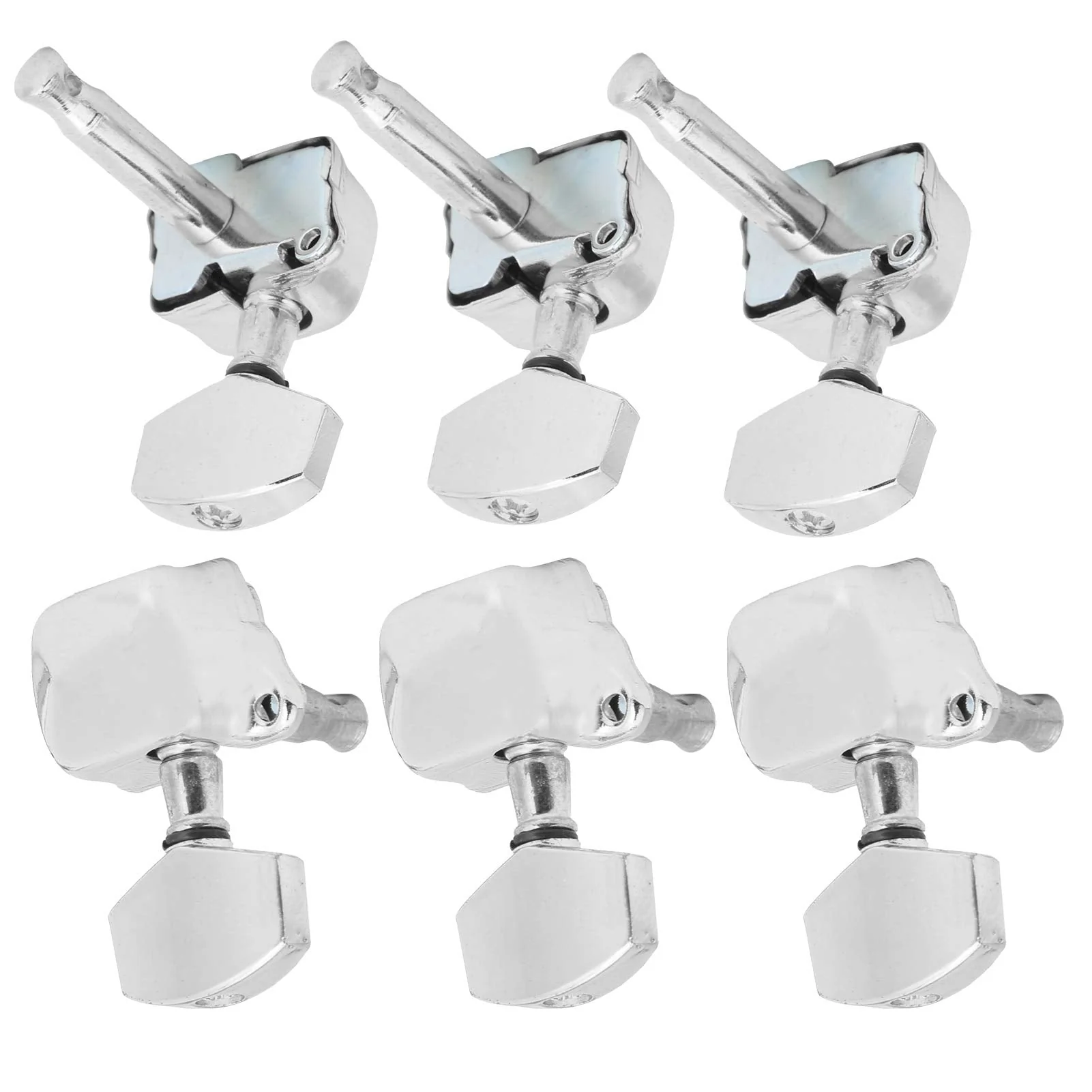 3 Left 3 Right Acoustic Guitar SemiClosed String Tuning Pegs Tuning Keys Machine Heads for Acoustic Guitar(Silver) Silver - Image 4