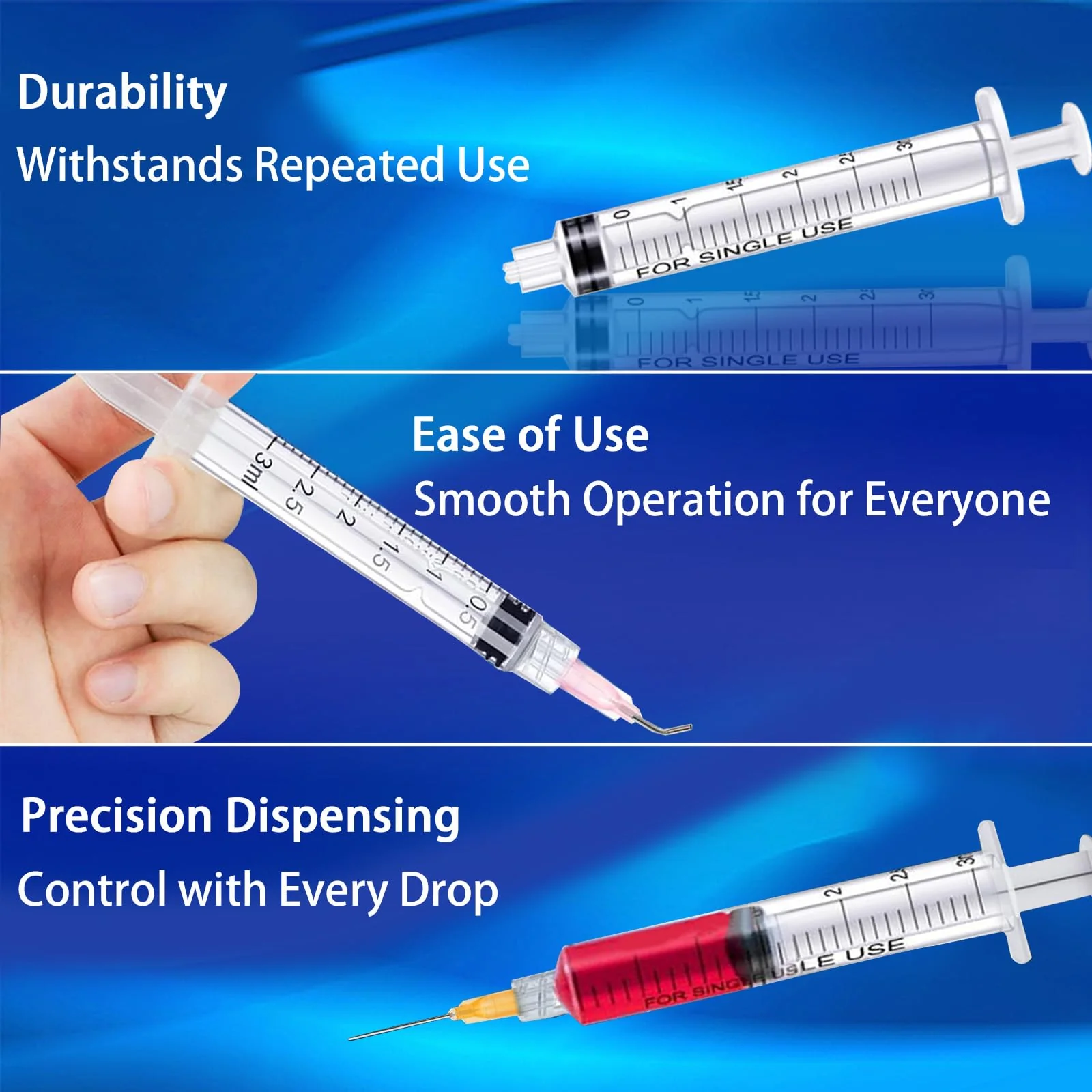 3 ml Plastic Syringe with Needle Pack of 15 Syringes Measuring Liquids Durable Colostrum Syringes Versatile Dosing Syringes Reusable Liquid Syringe Measuring Syringe for Garden & Pet Care - Image 5