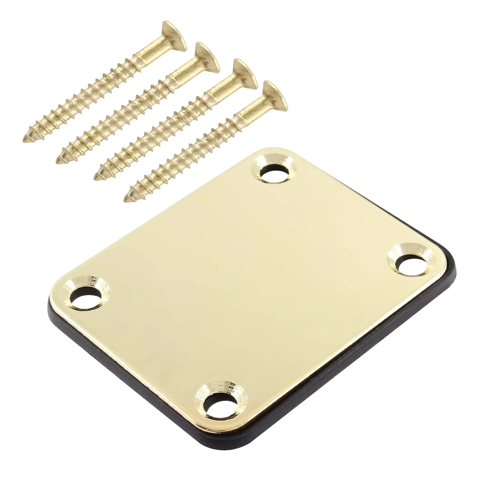 3 Pack Electric Guitar Neck Plates, Metal Guitar Neck Joint Plates with Screws Guitar Parts Replacement for Strat Tele Style Electric Guitar Bass (Black+Silver+Gold) Black+Silver+Gold-3pcs - Image 5