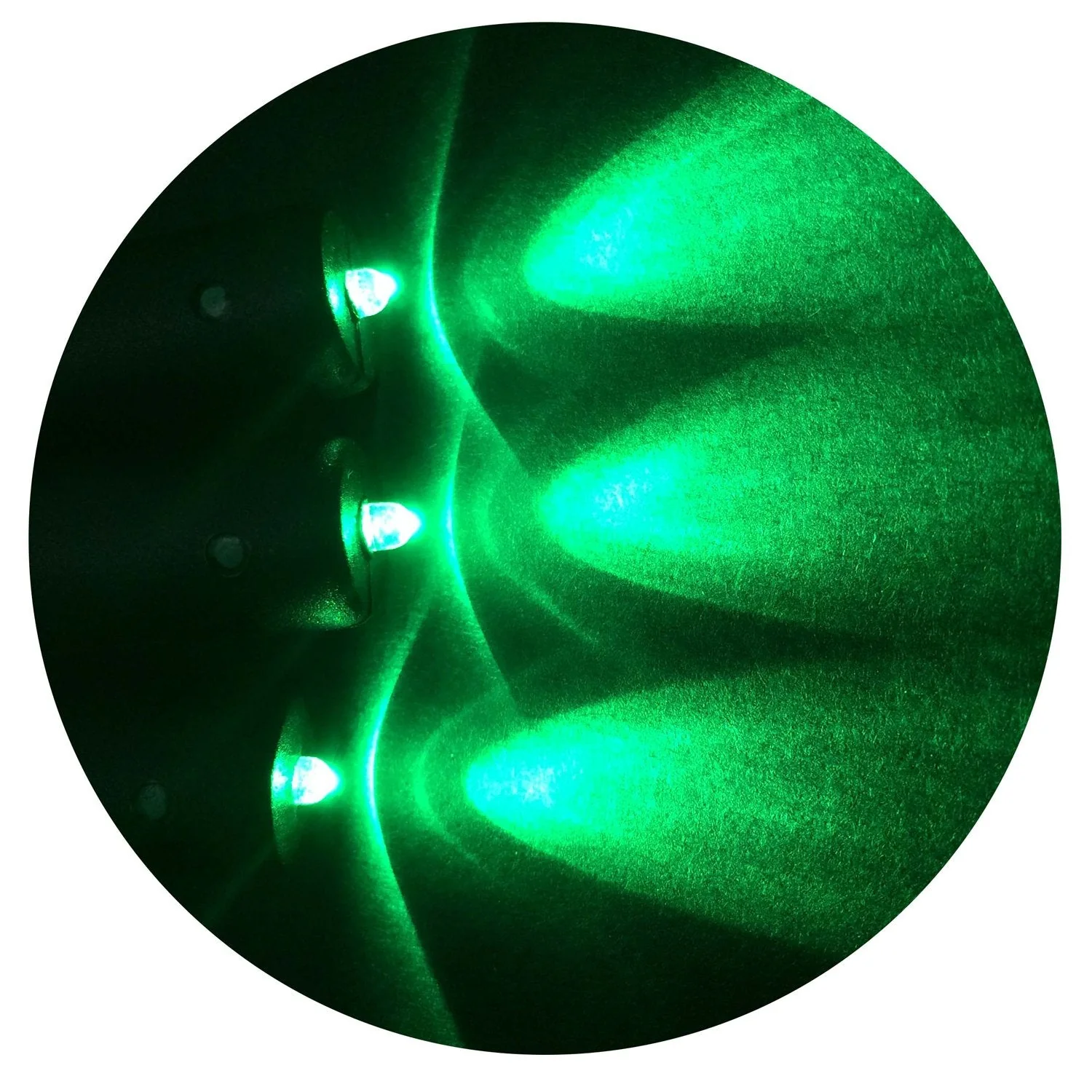 3 pack green LED micro effect light kit with flash blink strobe flicker dimmer control 9 volt battery operated for props scenery – narrow spotlight beam - Image 2