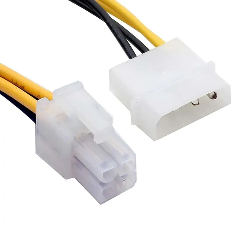 3-Pack LP4 Molex Male to ATX 4 pin Male Auxiliary Power Adapter Cable 9.5-inch (24cm), Black - Image 2