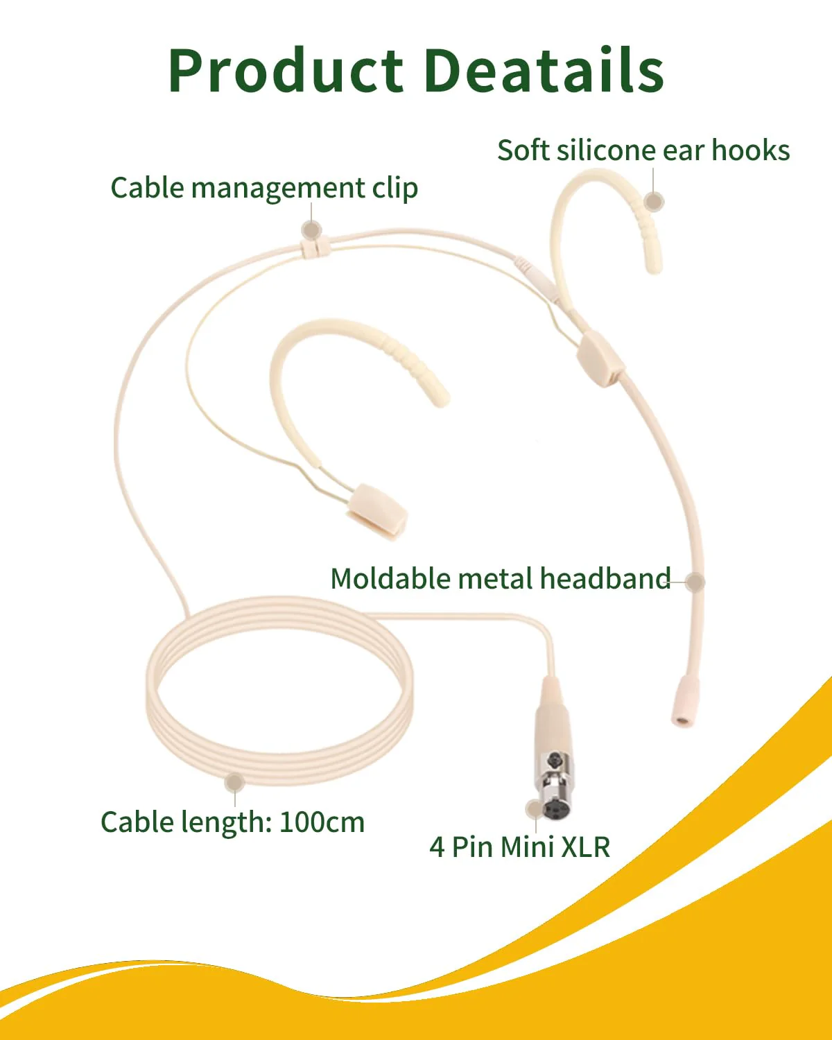 3 Pack Microphone Headset - Discreet Over-Ear Headworn Earset with Hanging Mic, Compatible with Shure Wireless Bodypack Transmitters - Ideal for Live Performances, Theater, Lectures & Public Speaking - Image 6