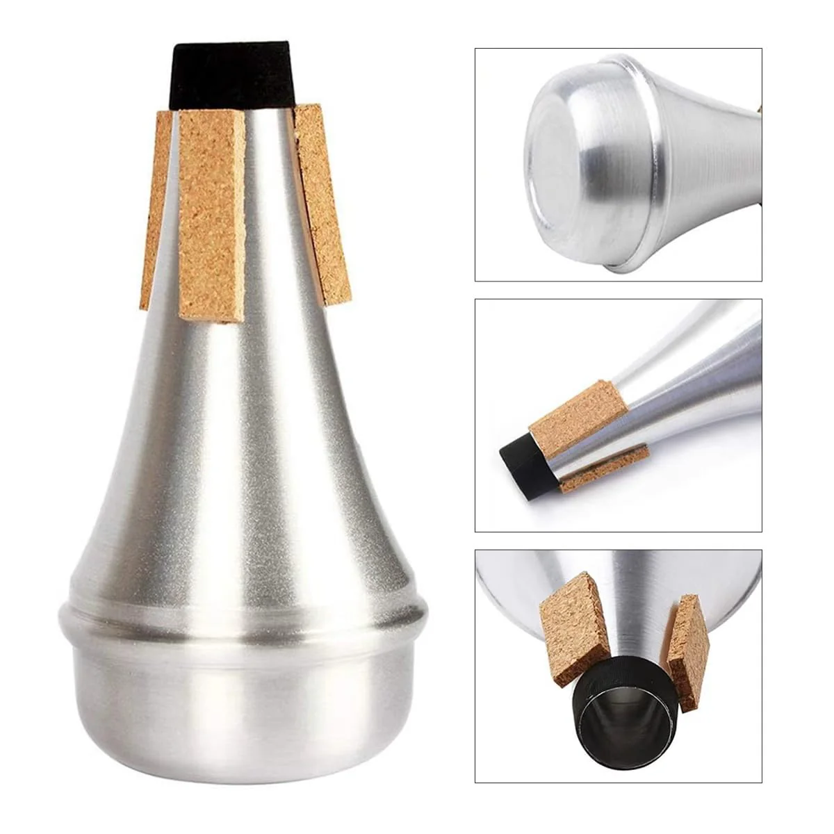 3 Pack Trumpet Mouthpiece (3C 5C 7C) with Lightweight Aluminum Practice Trumpet Mute Silencer Fit for Yamaha Bach Conn King Replacement Musical Instruments Accessories, Silver - Image 7