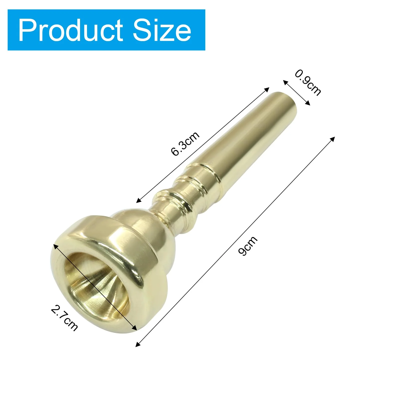 3 Pack Trumpet Mouthpiece, 7C 5C 3C Gold Brass Trumpet Mouthpiece Set Compatible with Yamaha, Cleaning Cloth for Beginners Professional Players - Image 3