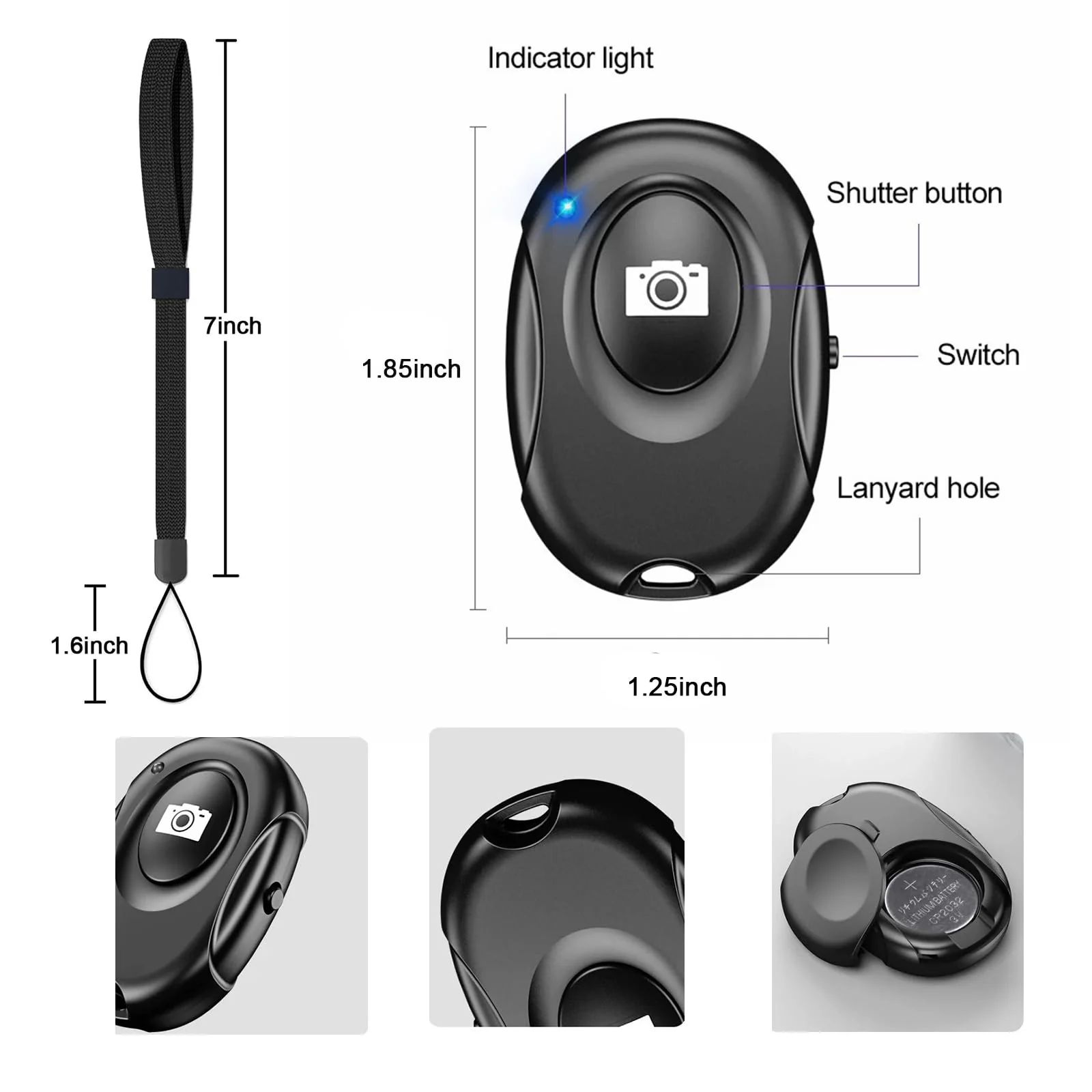 3 Pack Wireless Camera Remote Control Clicker | Camera Remote Shutter for iPhone & Android Smartphones | Wireless Remote Control Selfie Button for Photos & Video- Include Wrist Strap Black-Black-Black - Image 7