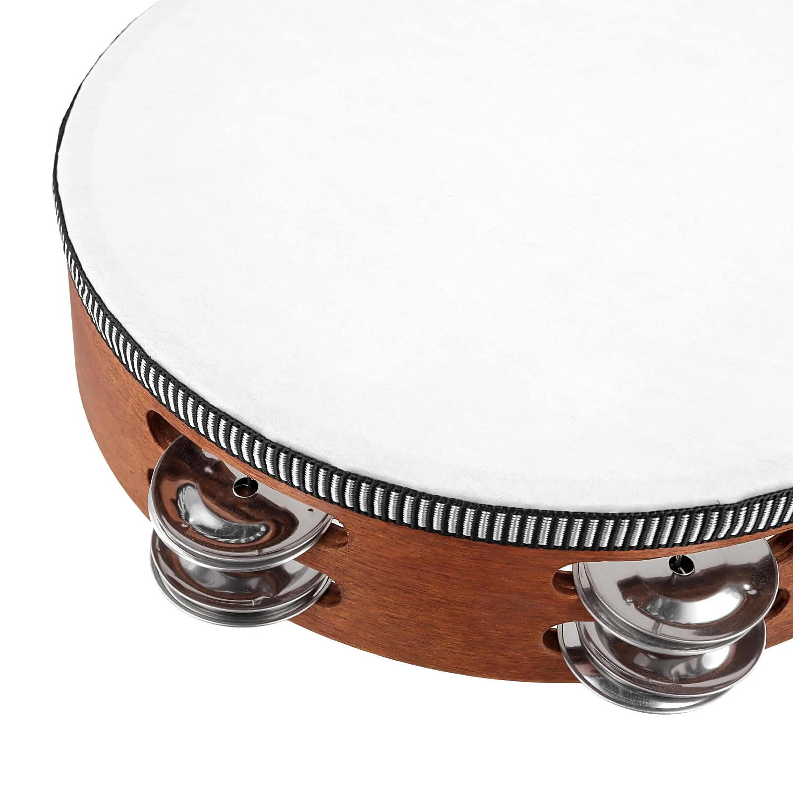 3 Pack Wooden HandHeld Tambourine Set, 6 Inch 8 Inch 10 Inch Double Row Tambourines for Adults for Party, Dance, Wedding, Brown - Image 3