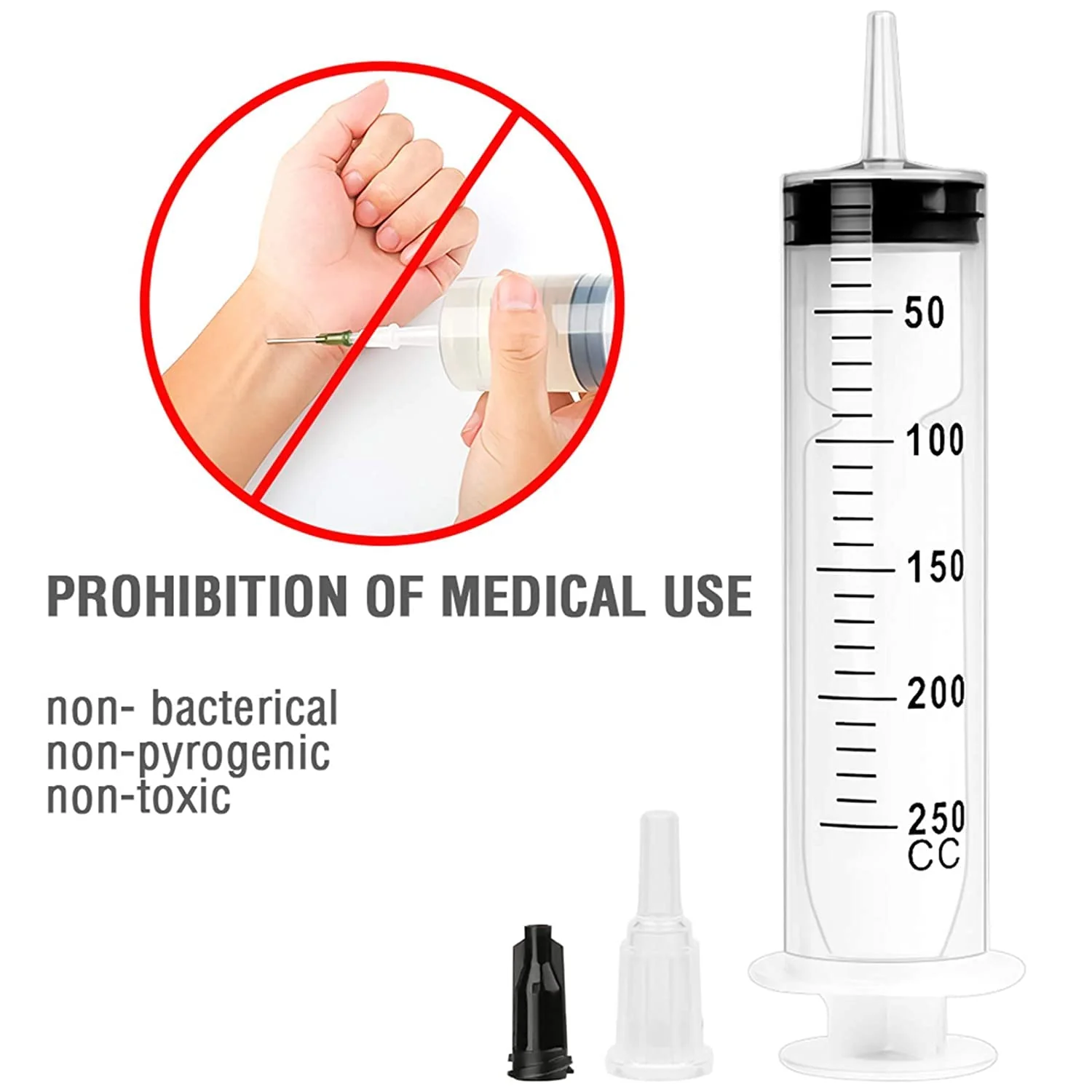 3 Packs Plastic Syringes with 3 Plastic Tubes for Oil or Glue Applicators, Experiments, Pet Feeding, Industrial Applications (100 ml + 150 ml + 250 ml) - Image 4