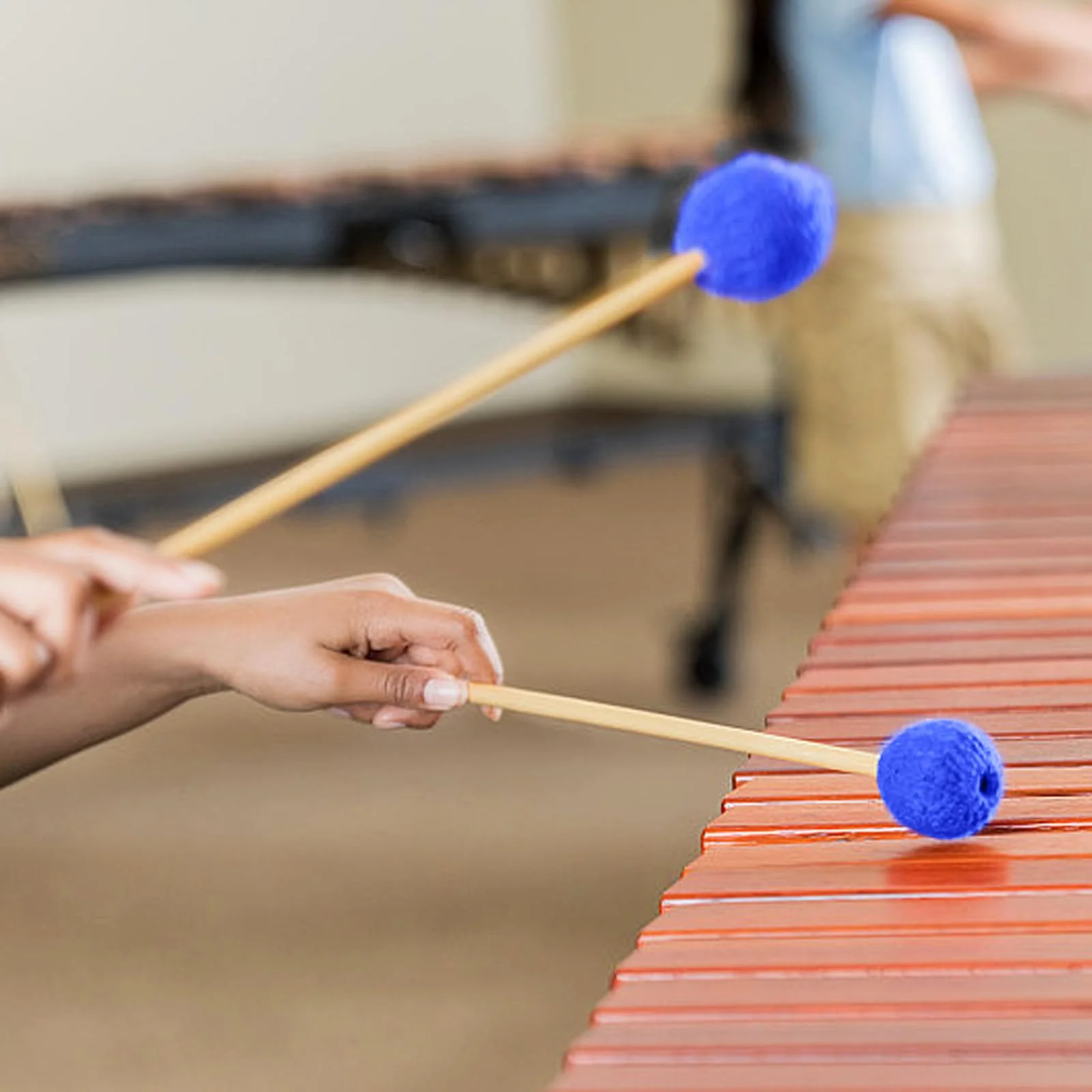 3 Pairs Blue Hard Yarn Head Keyboard Marimba Mallets,Black Rubber Bell Mallets,Felt Head Timpani Mallet,Xylophone Mallet Bass Drum Stick Glockenspiel Sticks for Percussion Instrument 3 Pairs - Image 5