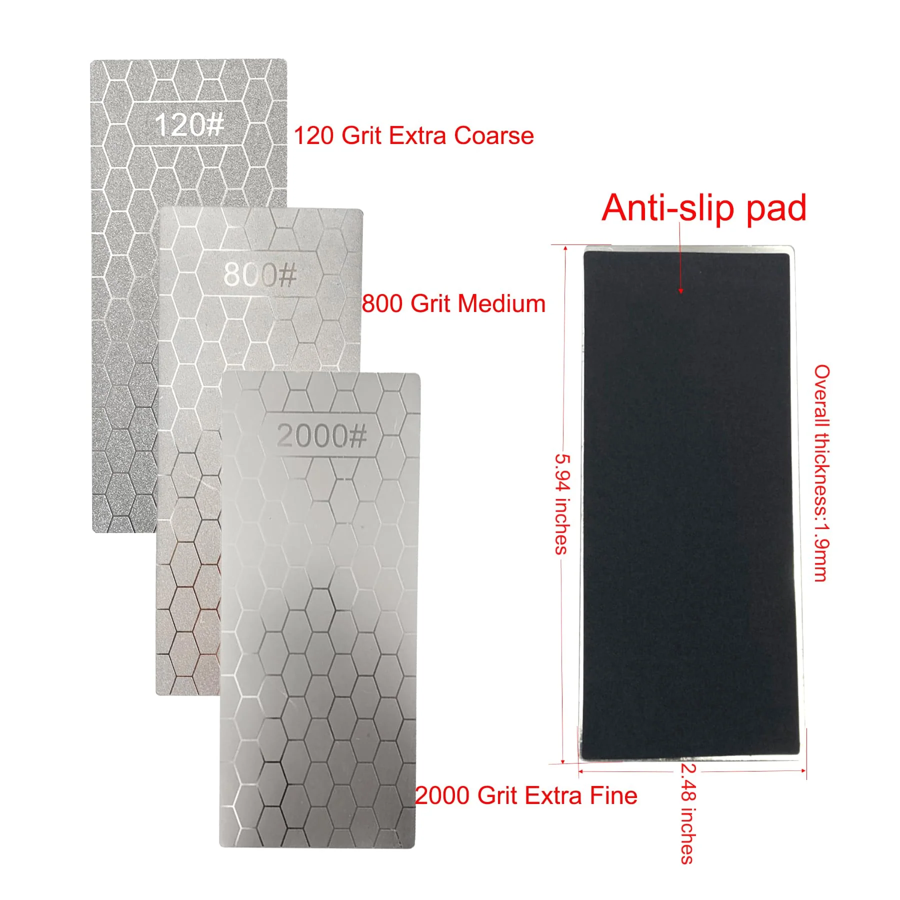 3 Pcs Diamond Sharpening Plates,120 Grit Extra Coarse 800 Grit Medium and 2000 Grit Extra Fine Diamond Knife Sharpeners for Kitchen Scissors Knives Outdoor Tools 120/800/2000 - Image 2