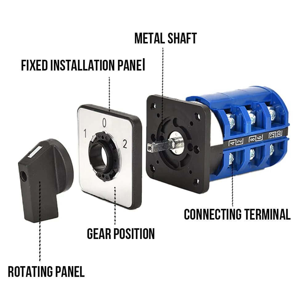 3 Phase Rotary Changeover Switch 690V 63A Universal Cam Conversion Switch 3 Position 12Terminal Main Switch Box JYW29-63/3 D303 - Image 2
