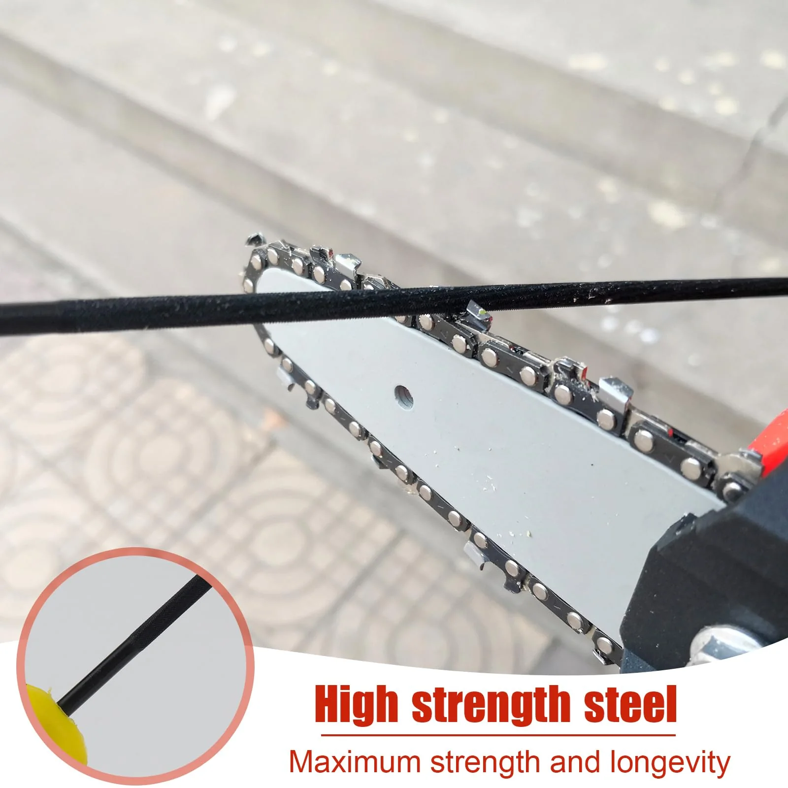 3 Pieces File for Chainsaw with Handle and File Holder Horse File Chainsaw File Set Chainsaw Round File 4.0 mm, 4.8 mm, 5.5 mm 3 Sizes for Chainsaws a - Image 5