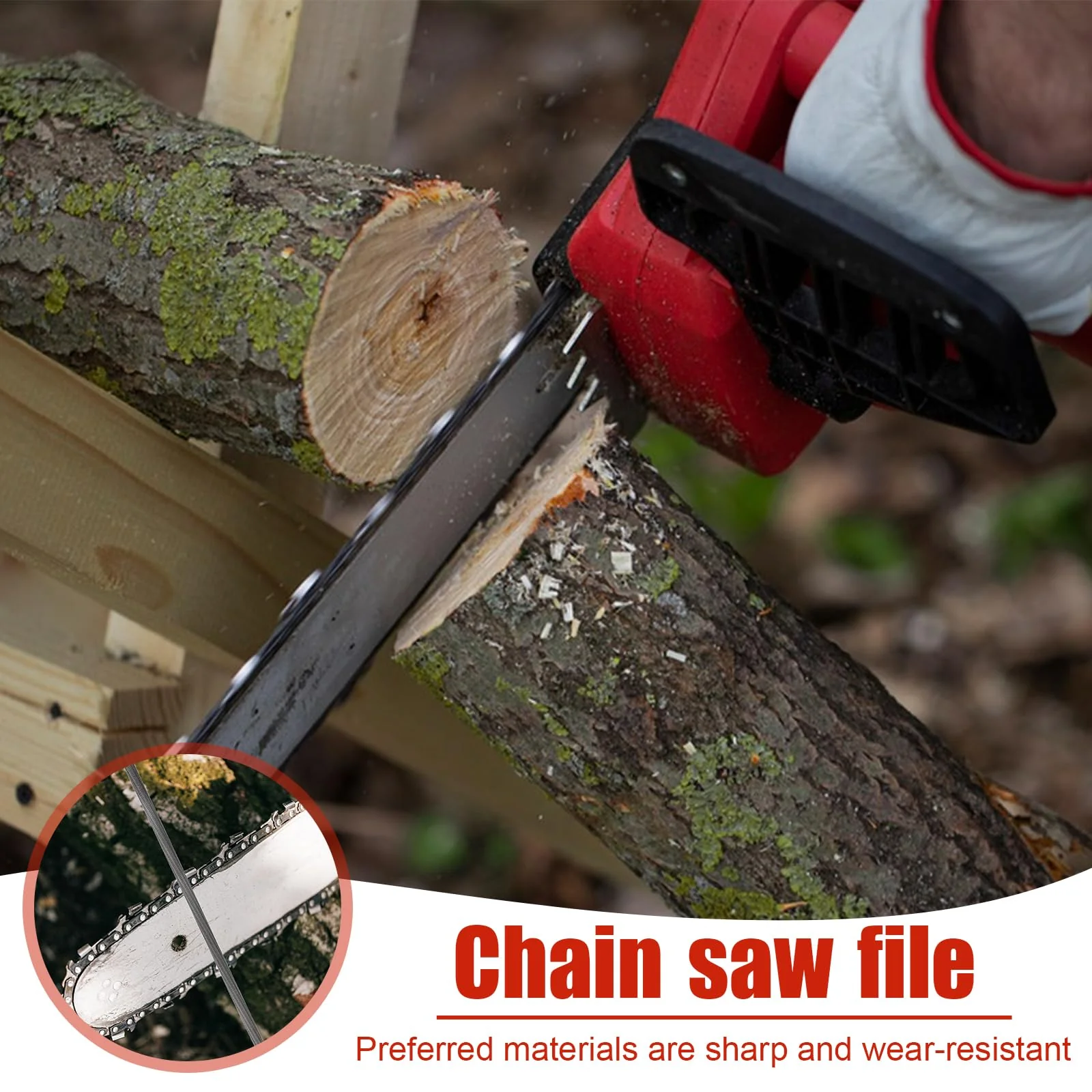 3 Pieces File for Chainsaw with Handle and File Holder Horse File Chainsaw File Set Chainsaw Round File 4.0 mm, 4.8 mm, 5.5 mm 3 Sizes for Chainsaws a - Image 6