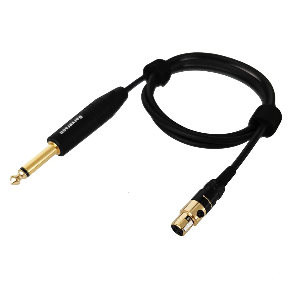 3-pin Mini XLR to 1/4 Guitar Bass Instrument Cable for AKG Transmitter with Gold Plated Connector - Image 2
