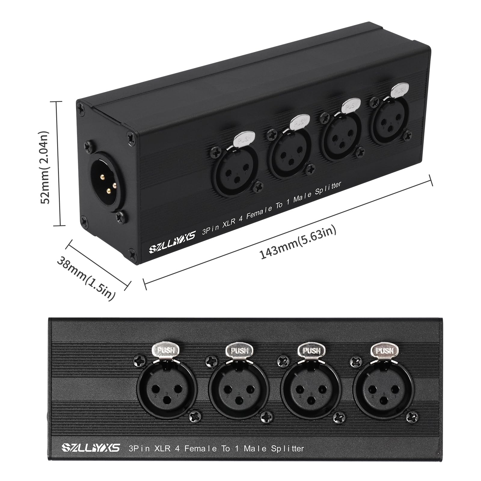 3 Pin XLR 1 Male to 4 Female Splitter,4 in to 1 Out Aduio Box,4WAY Four-Input and one-Output Parallel Connection Adapter,Four Microphone inputs Converted to one Output 1 Male to 4 Female Adapter - Image 4